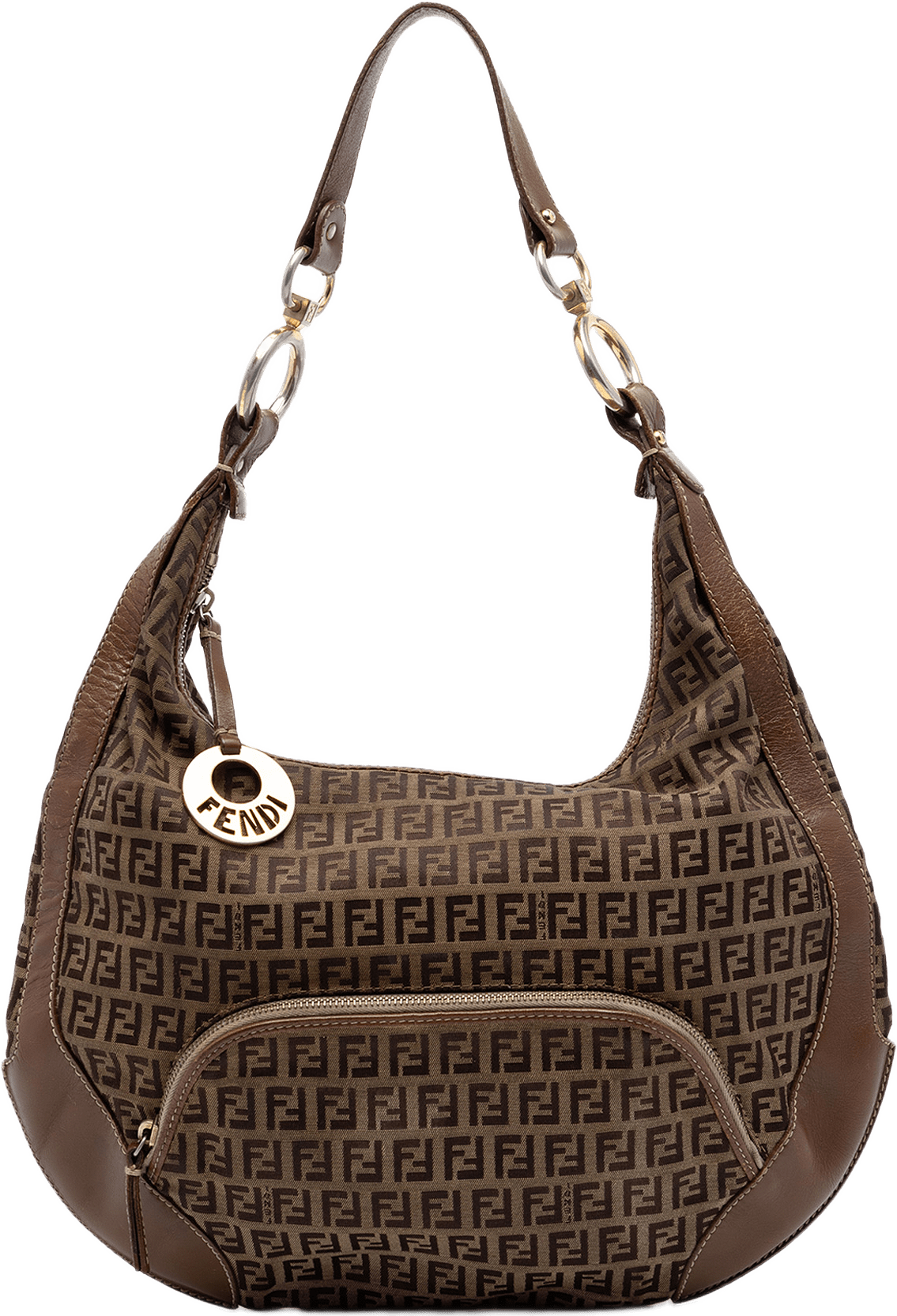 Fendi Zucchino Canvas Chef Pocket Hobo, från Luxclusif, i färgen brown.