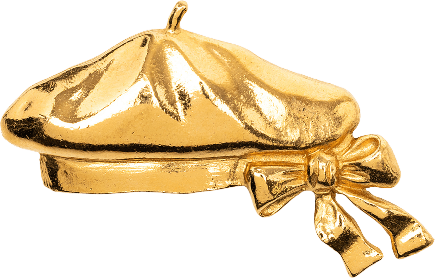 Chanel Gold Plated Beret Hat Brooch, från Luxclusif, i färgen gold.