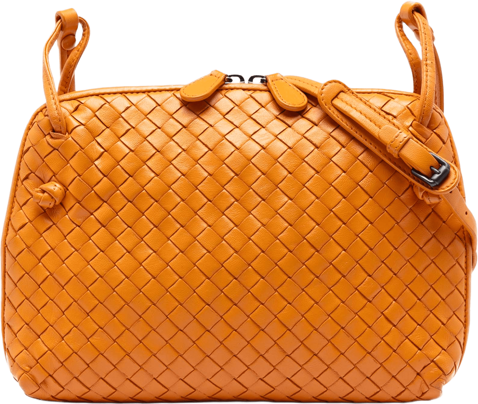 Bottega Veneta Nappa Intrecciato Nodini Crossbody, från Luxclusif, i färgen orange.