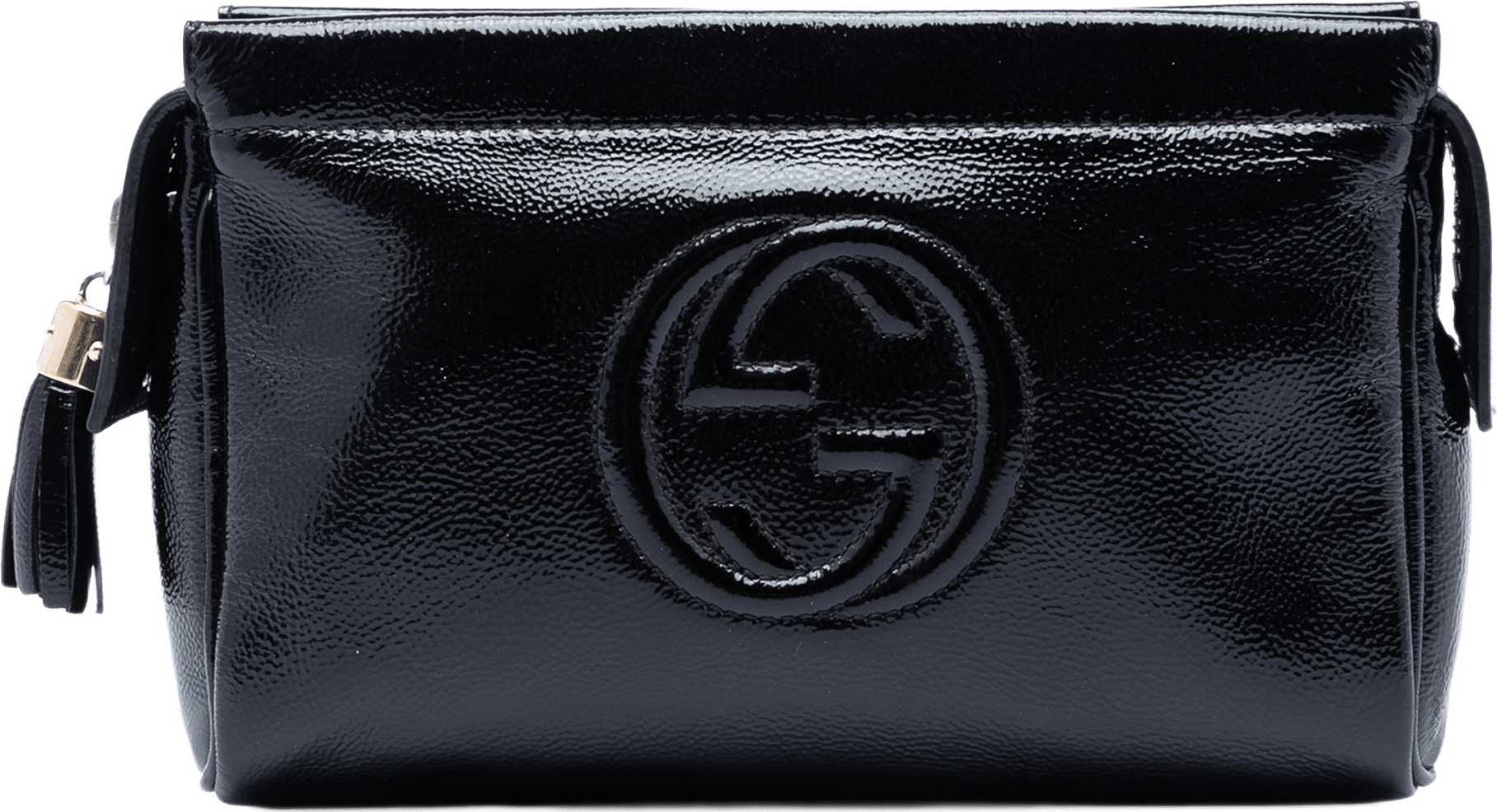 Gucci Patent Soho Cosmetic Pouch, från Luxclusif, i färgen black.