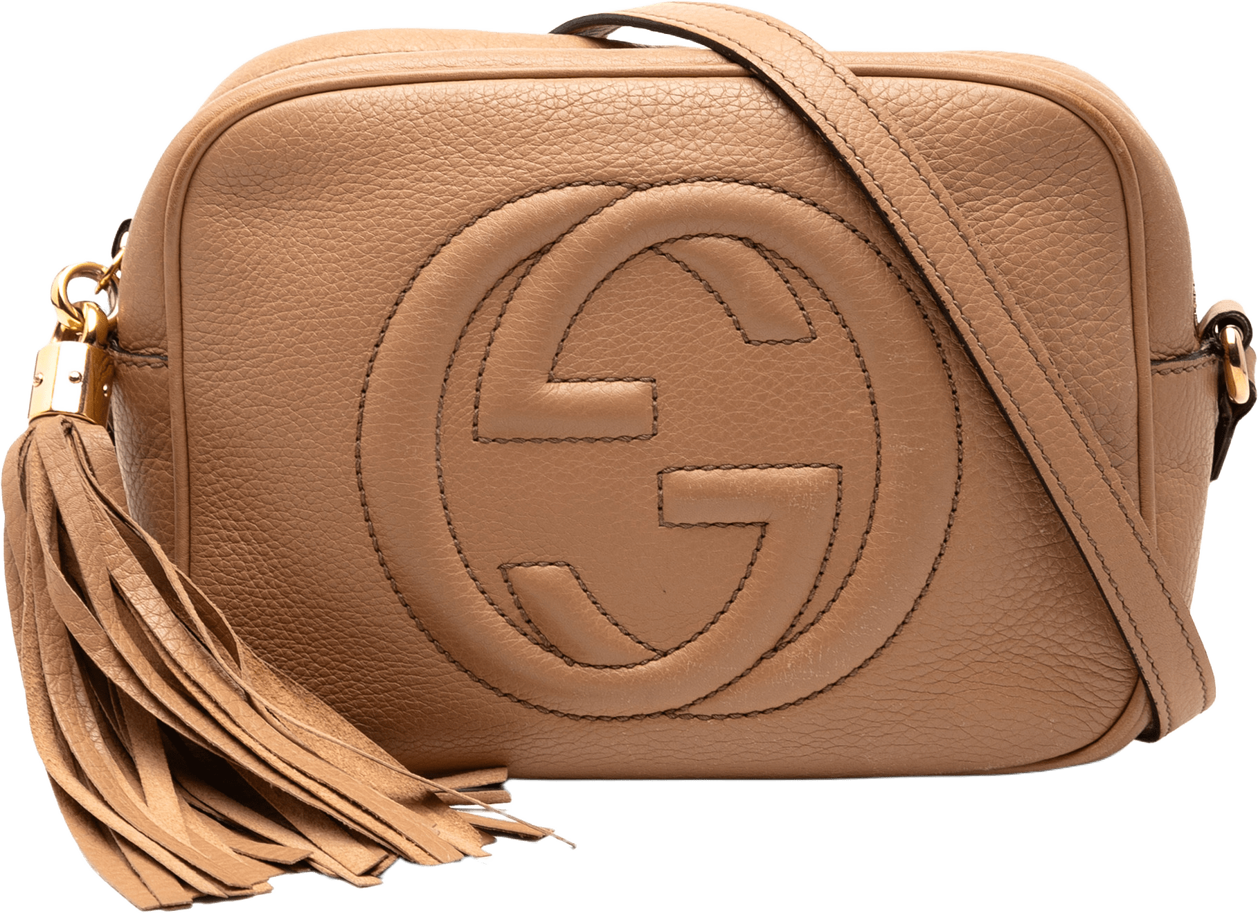 Gucci Leather Soho Disco Crossbody, från Luxclusif, i färgen beige.