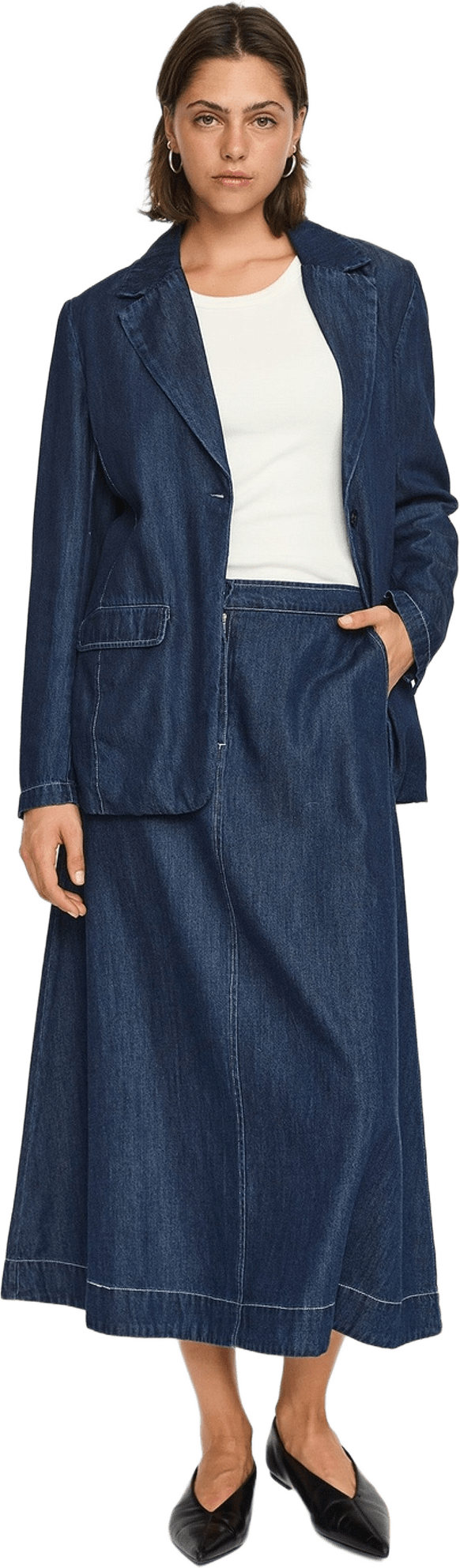 Srportia Midi Skirt - Dark Blue, från Soft Rebels, i färgen dark blue.