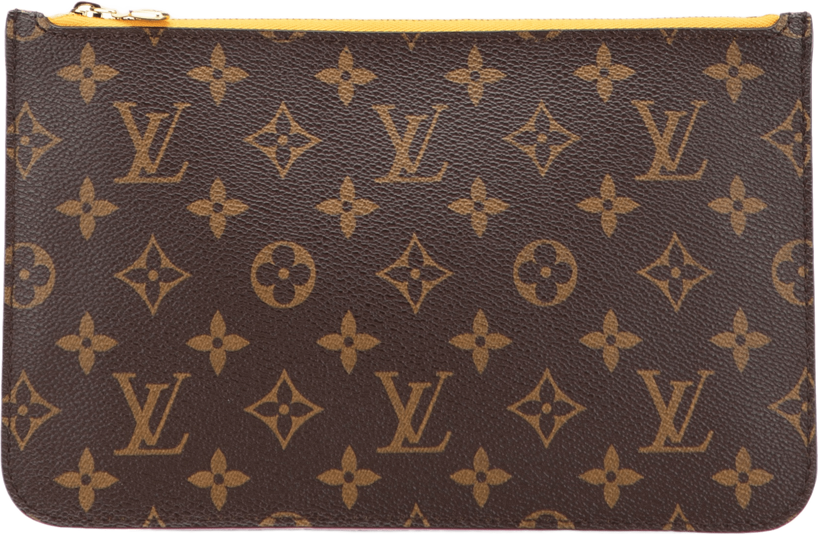 Louis Vuitton Monogram Neverfull Pouch, från Luxclusif, i färgen brown.