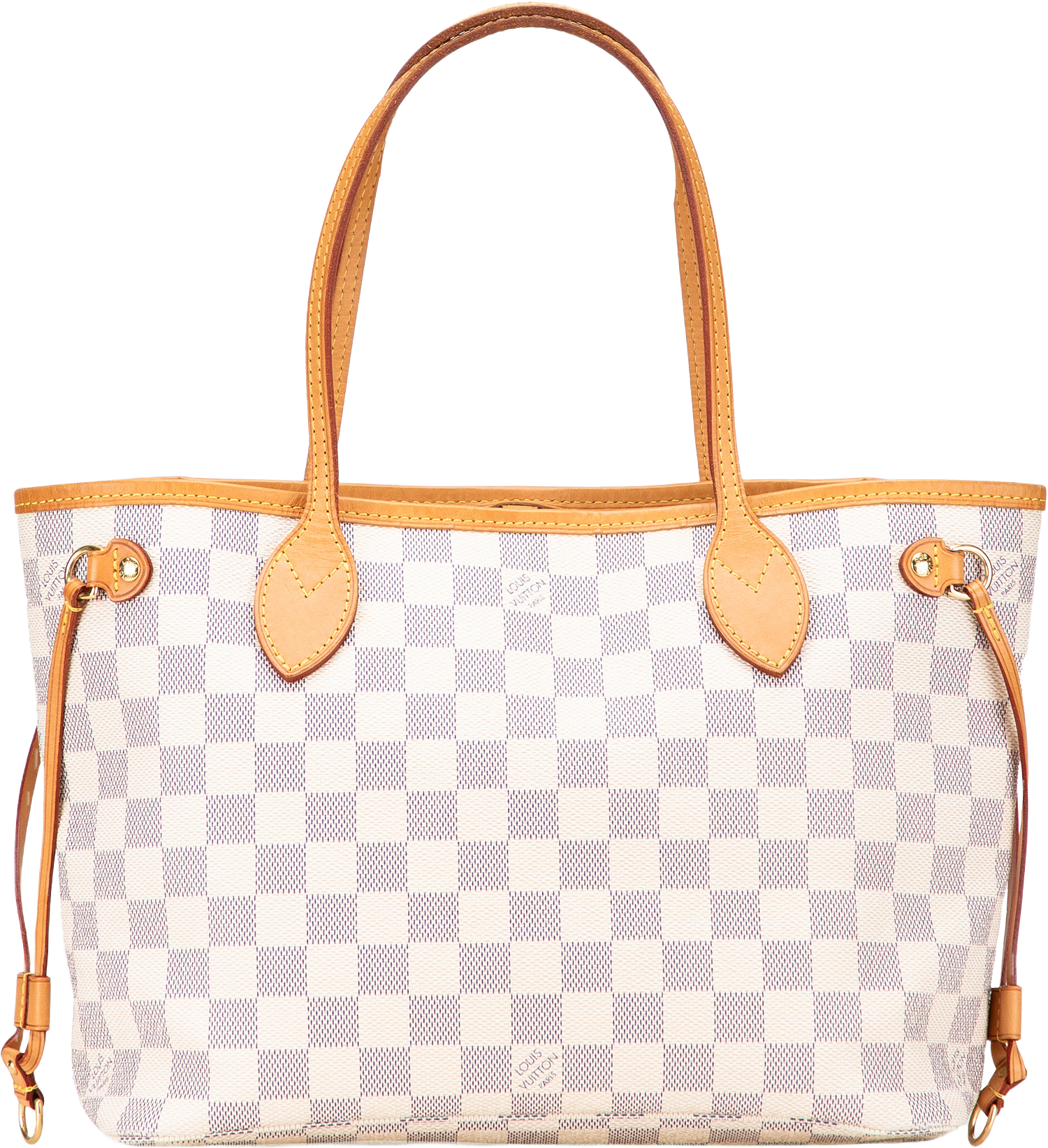 Louis Vuitton Damier Azur Neverfull Pm, från Luxclusif, i färgen white.