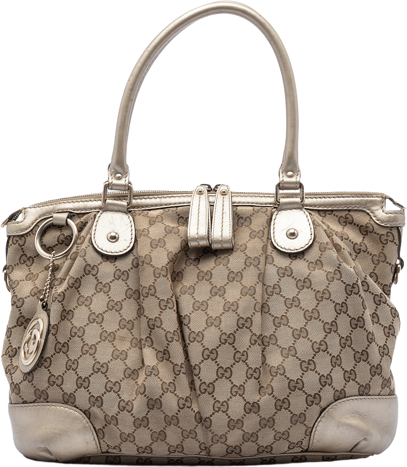 Gucci Gg Canvas Sukey Satchel, från Luxclusif, i färgen beige.