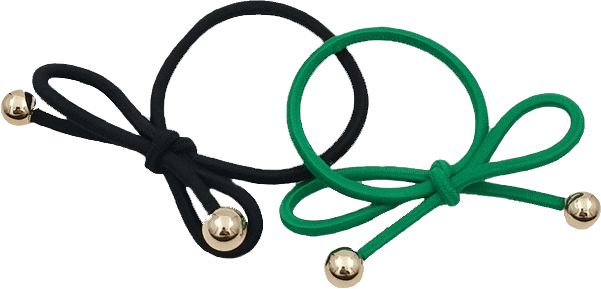 2 Pack Hårsnoddar Med Rosett, från Complement, i färgen green.