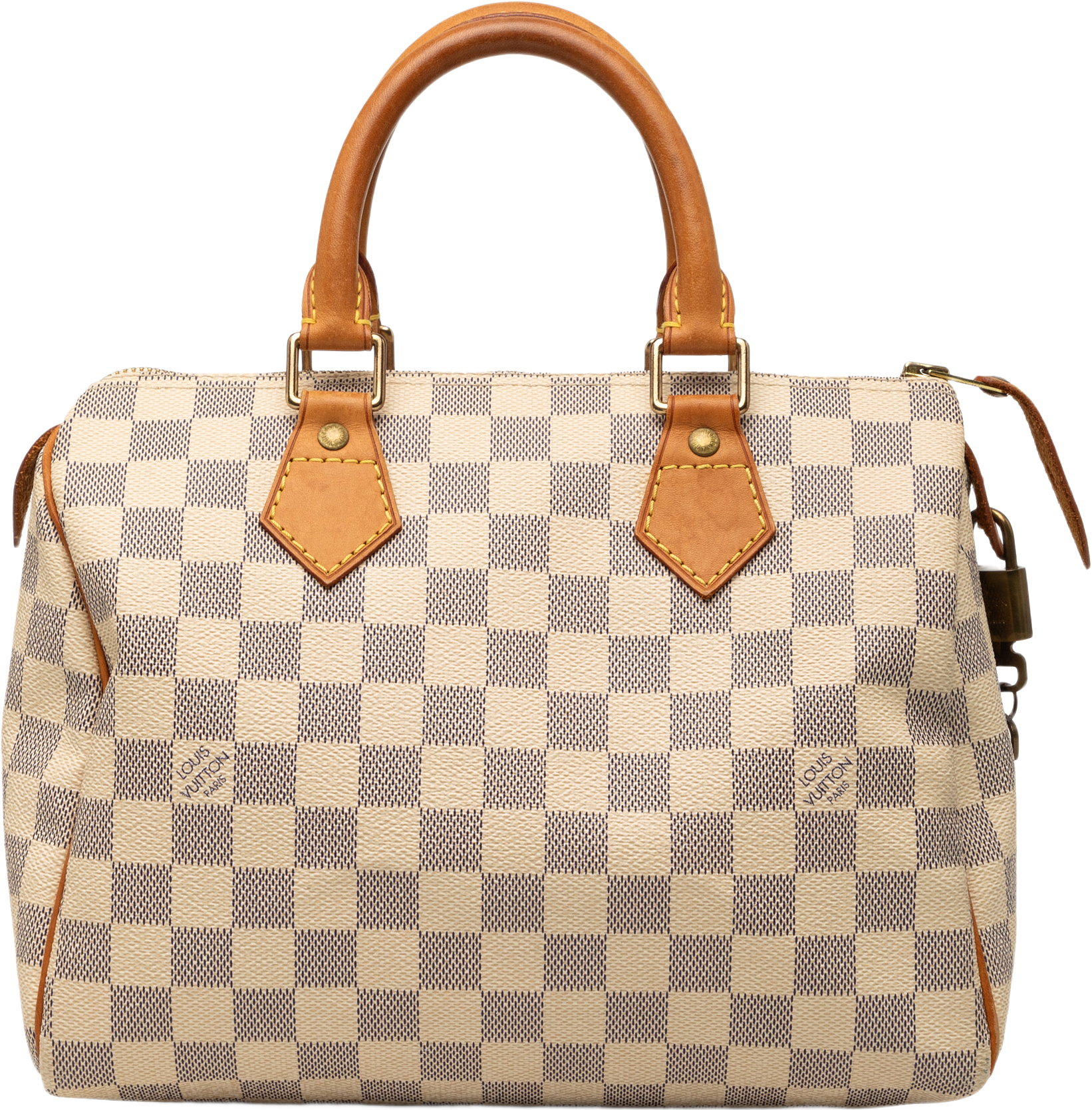 Louis Vuitton Damier Azur Speedy 25, från Luxclusif, i färgen white.