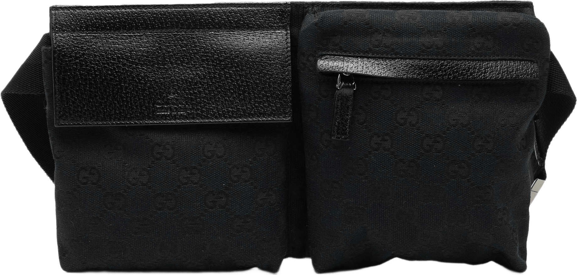 Gucci Gg Canvas Double Pocket Belt Bag, från Luxclusif, i färgen blå.