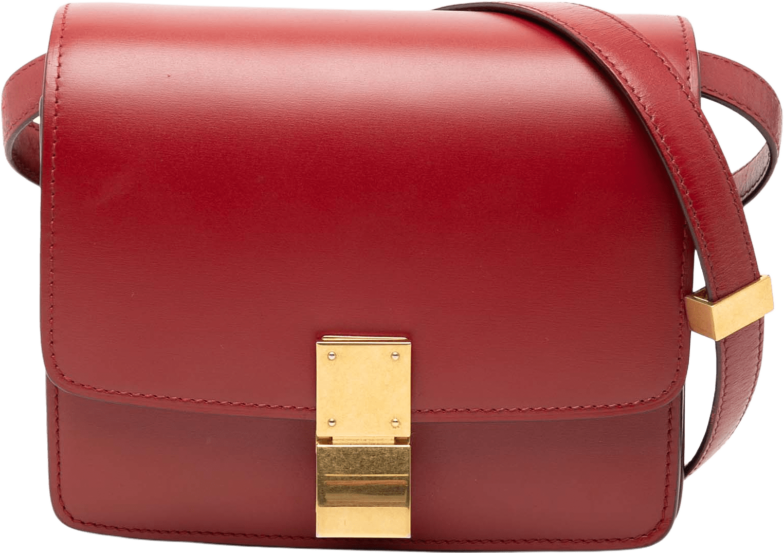 Celine Small Calfskin Classic Box, från Luxclusif, i färgen red.