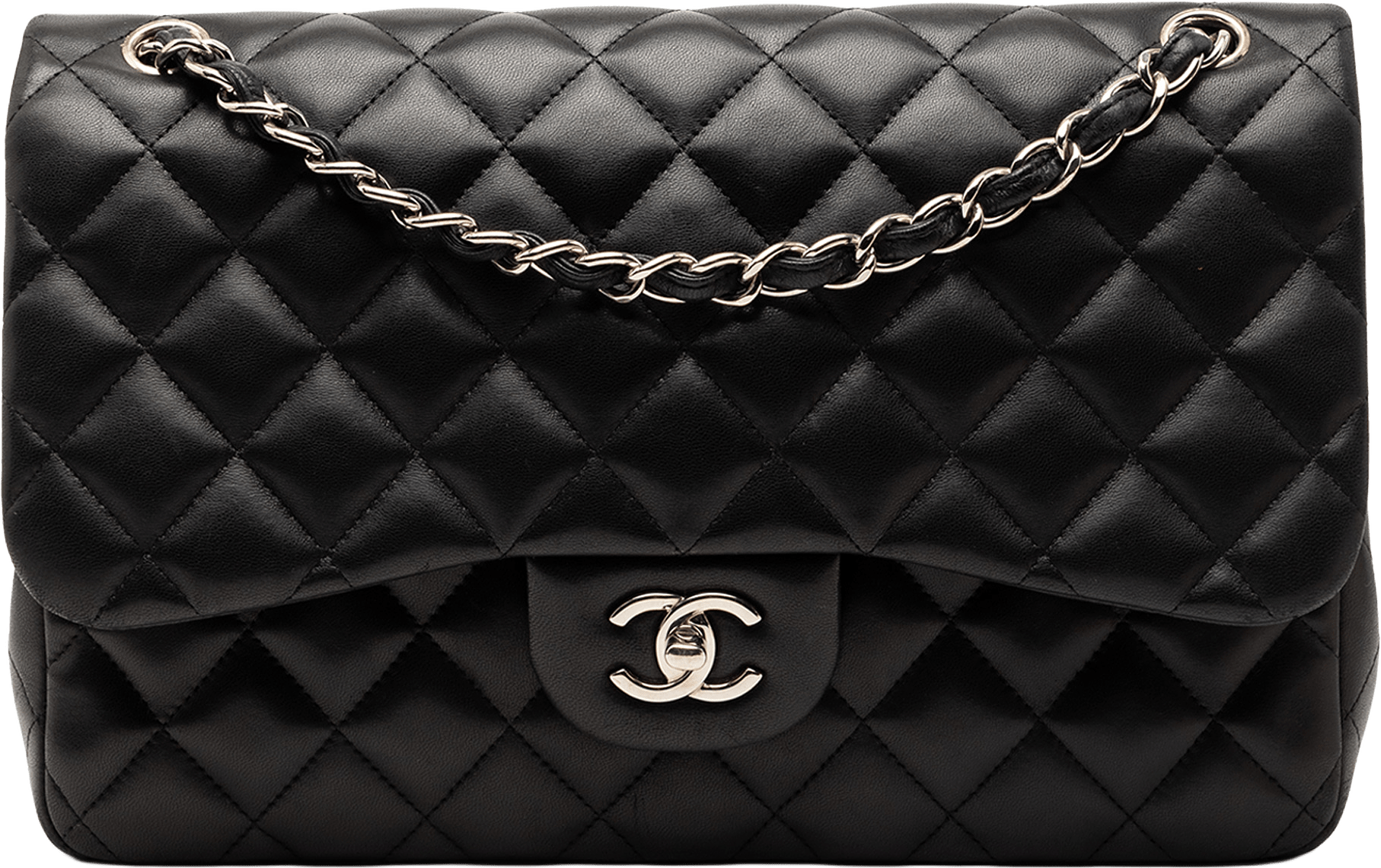 Chanel Jumbo Classic Lambskin Double Flap, från Luxclusif, i färgen black.