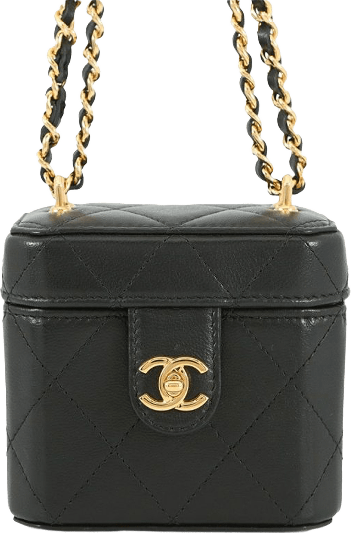 Chanel Mini Cc Quilted Lambskin Vanity Case With Chain, från Luxclusif, i färgen black.