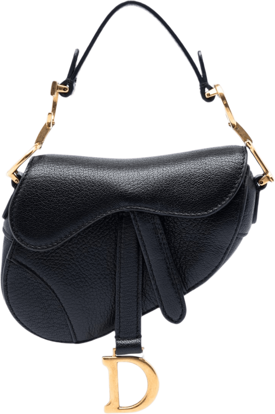 Dior Micro Goatskin Saddle Bag, från Luxclusif, i färgen black.