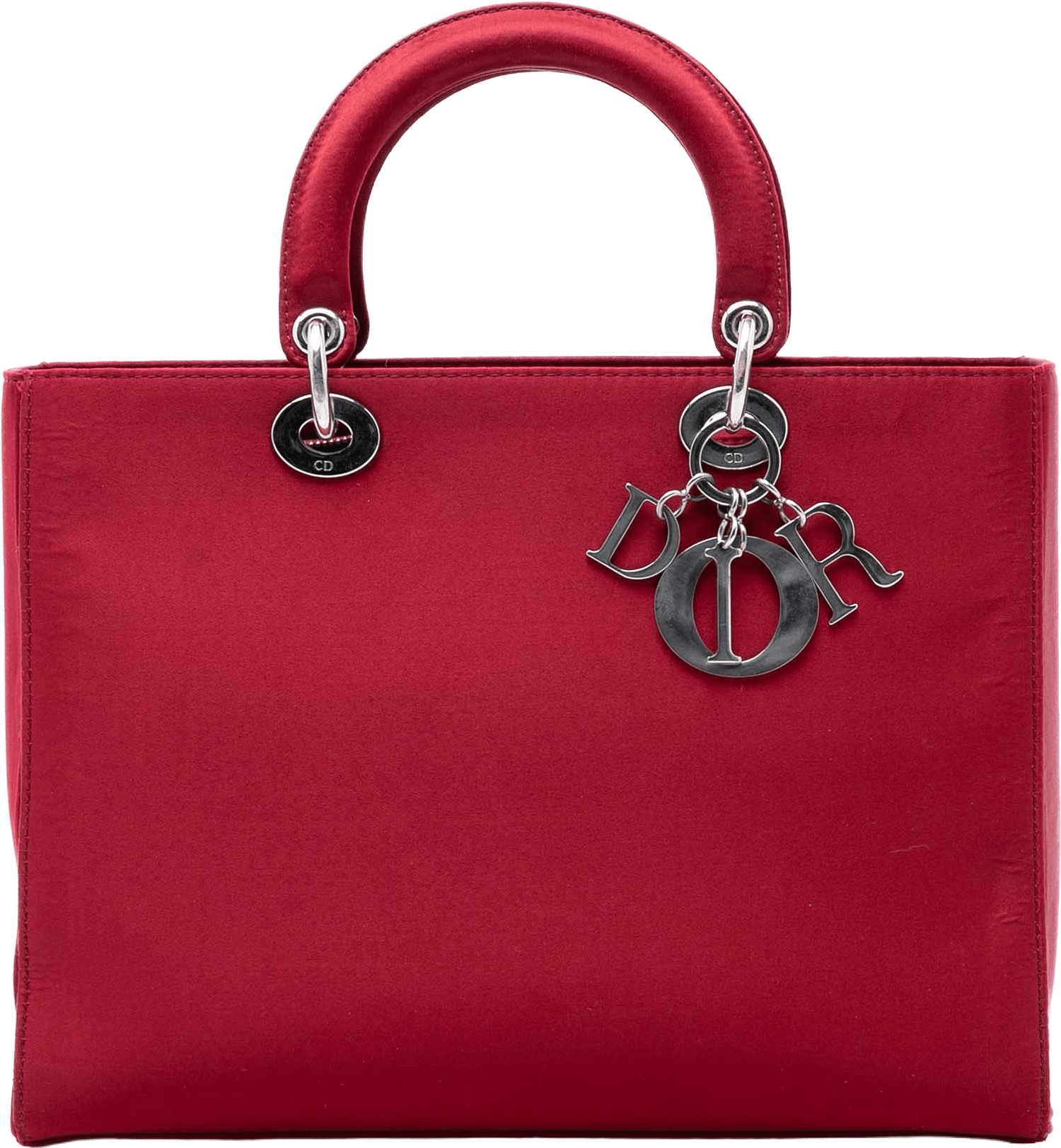 Dior Large Satin Lady Dior, från Luxclusif, i färgen red.