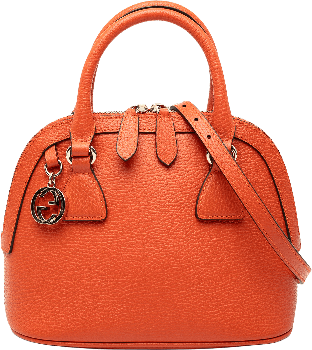 Gucci Mini Leather Gg Charm Dome Satchel, från Luxclusif, i färgen dark orange.