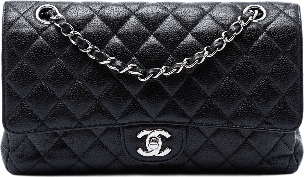 Chanel Medium Classic Caviar Double Flap, från Luxclusif, i färgen svart.