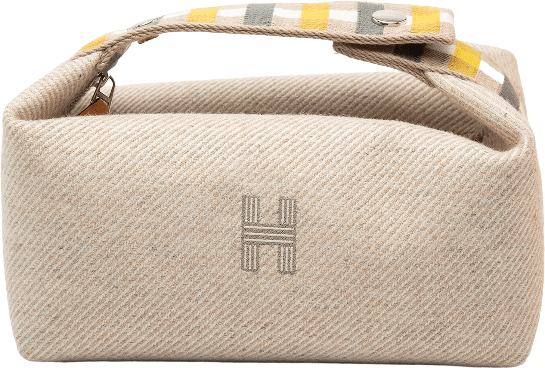 Hermès Small Wool Bride A Brac Au Carre Case, från Luxclusif, i färgen light beige.