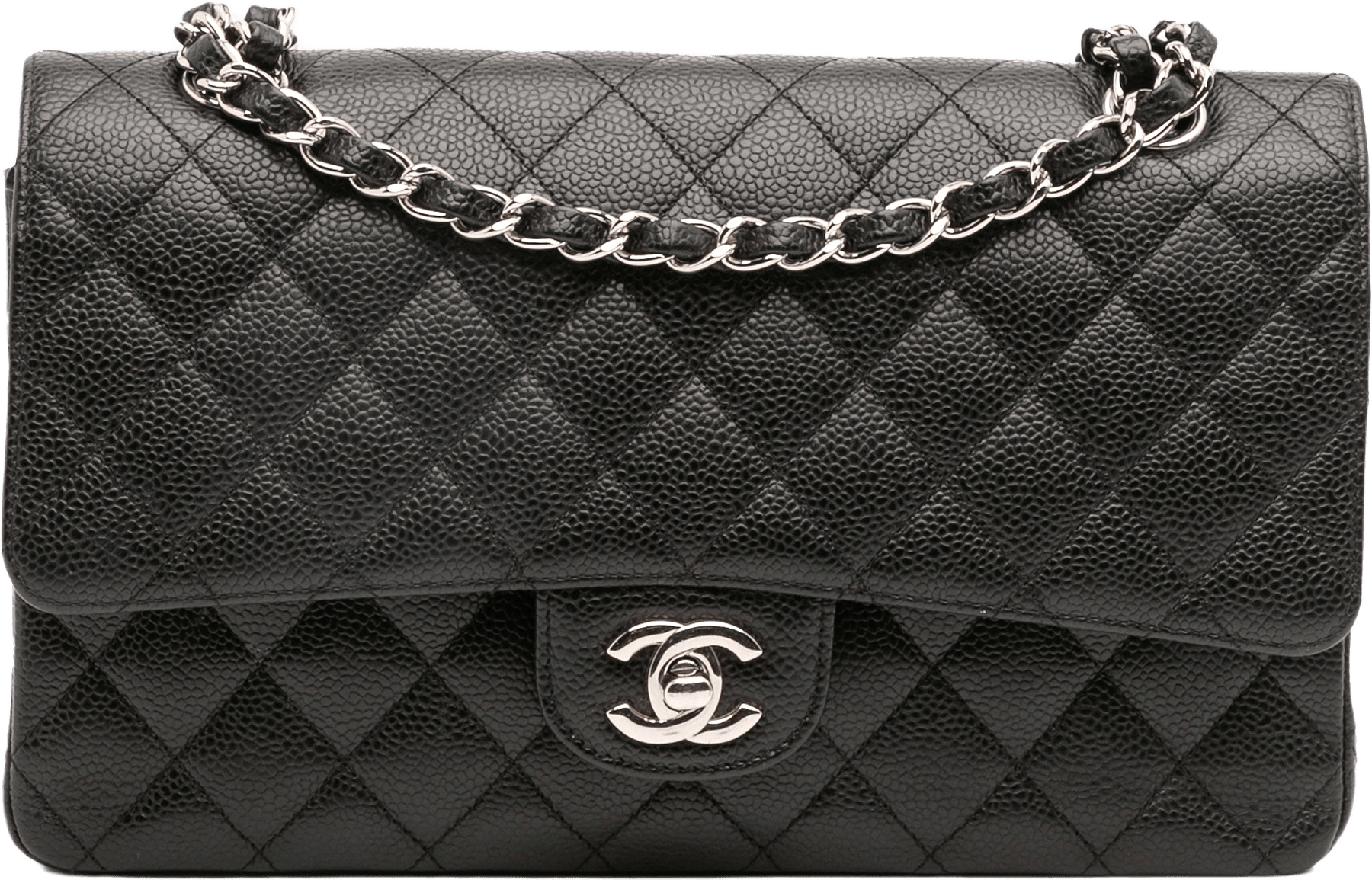 Chanel Medium Classic Caviar Double Flap, från Luxclusif, i färgen black.
