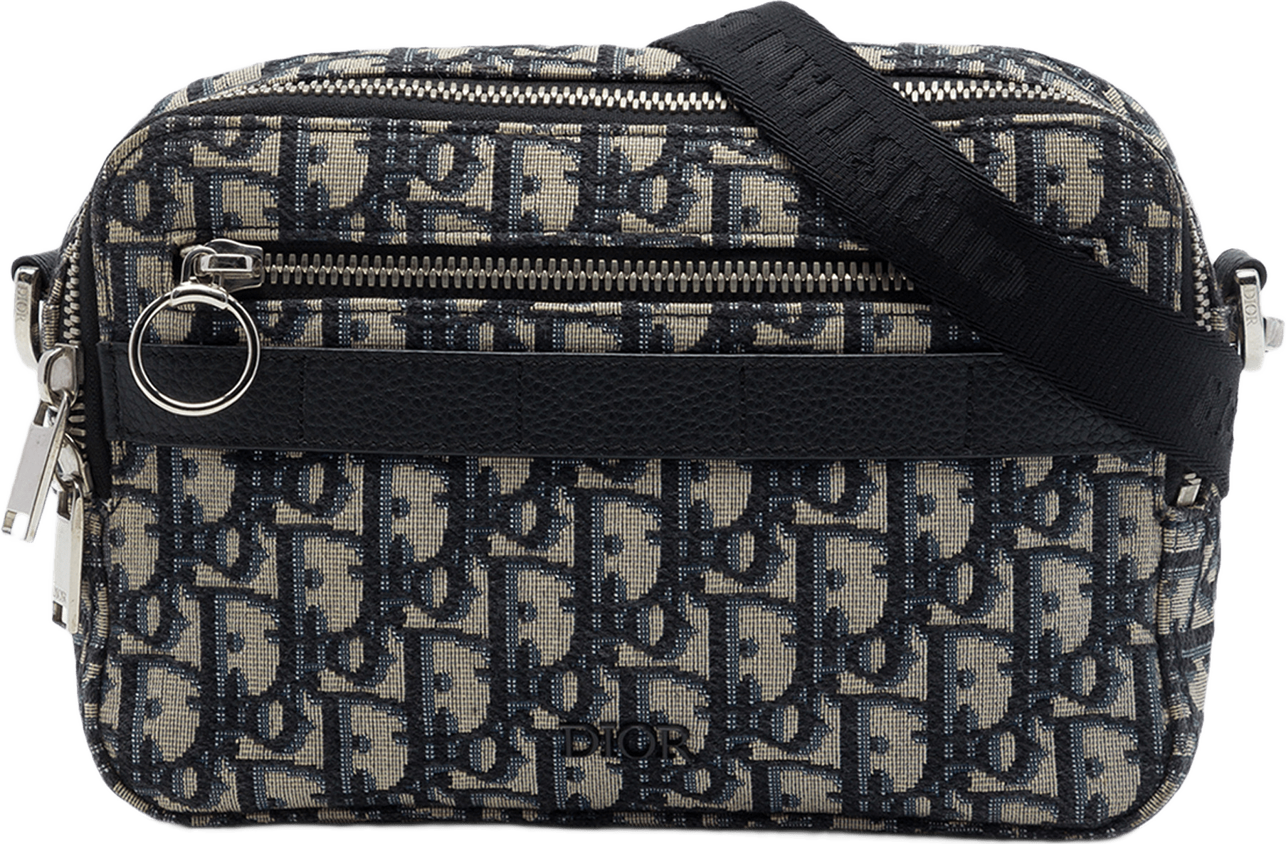 Dior Mini Oblique Canvas Safari Crossbody, från Luxclusif, i färgen blå.