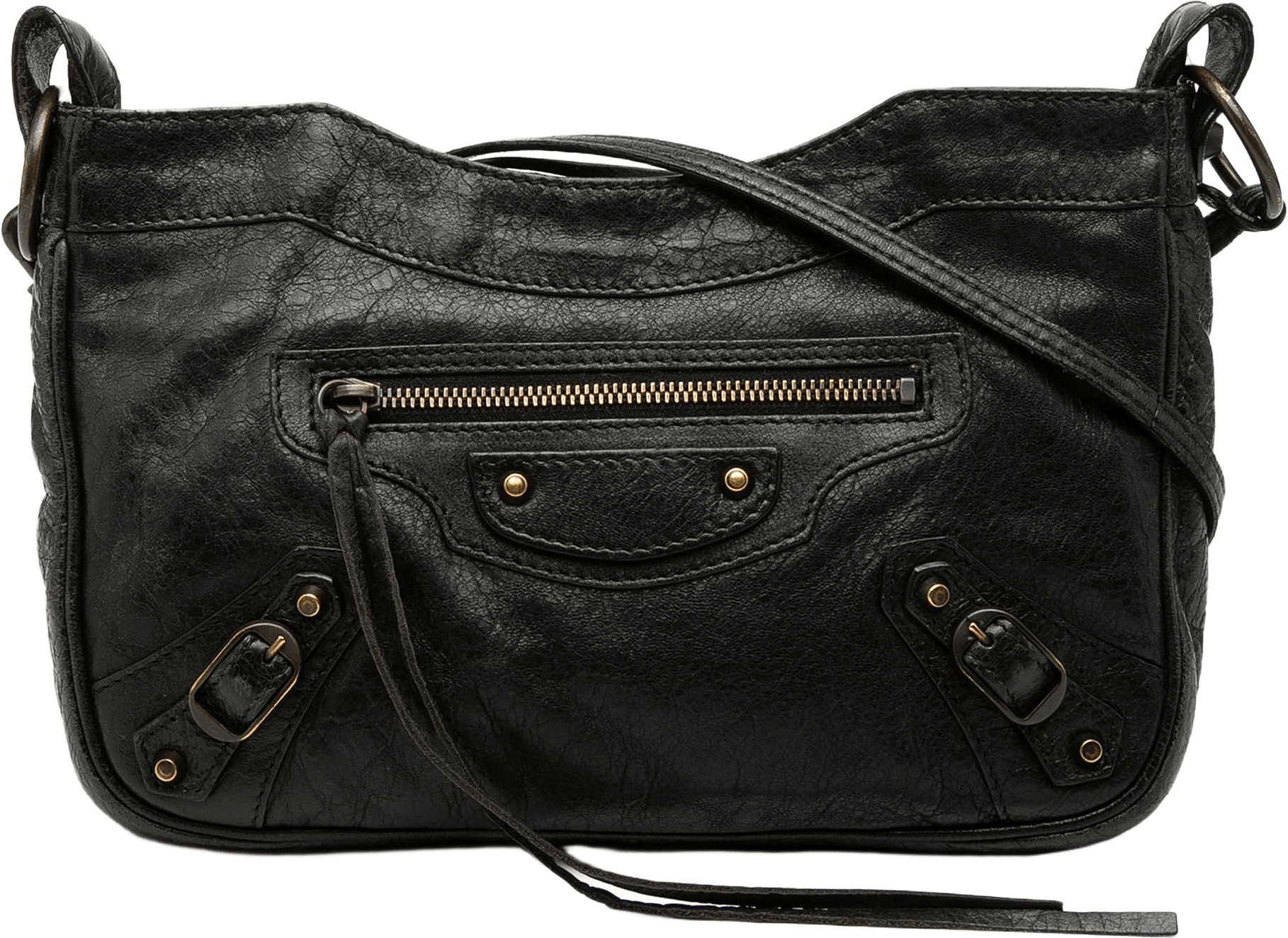 Balenciaga Lambskin Motocross Classic Hip Crossbody, från Luxclusif, i färgen black.