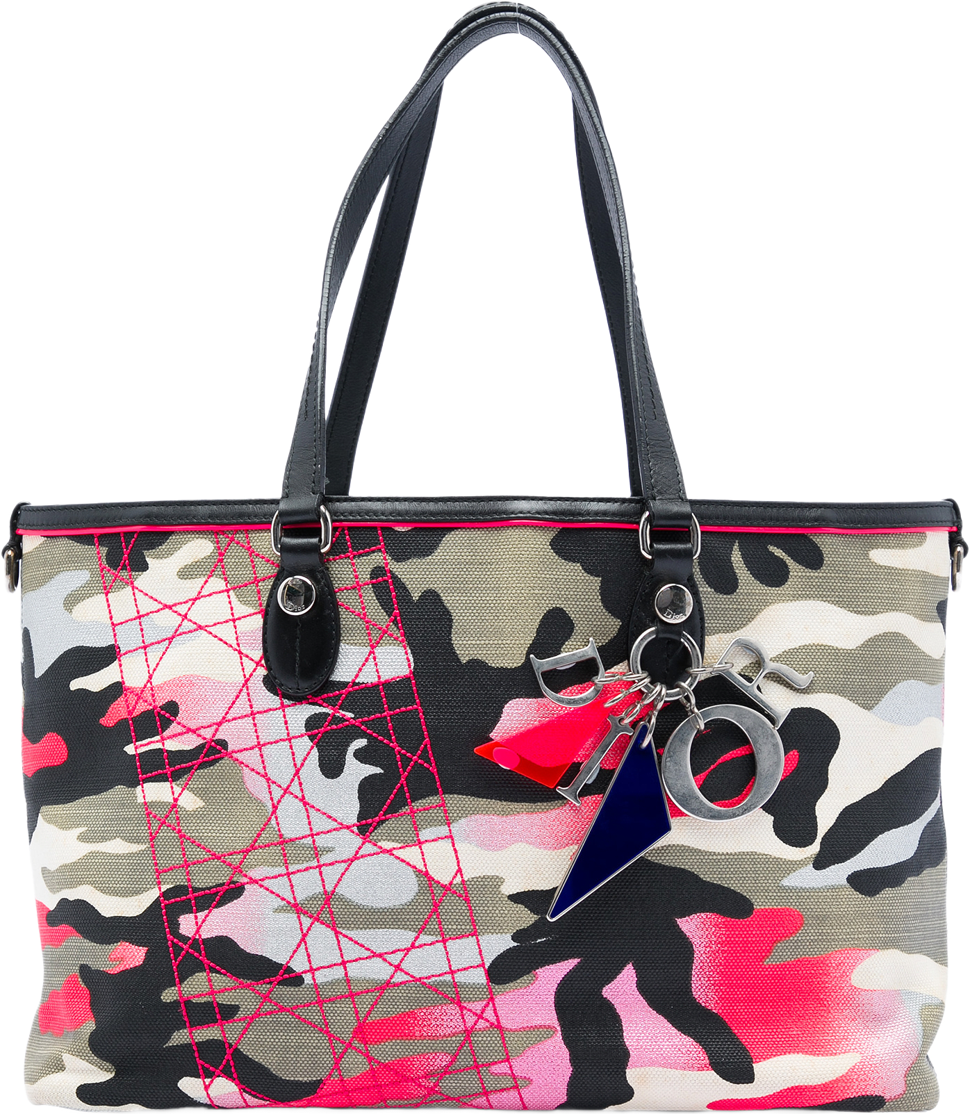 Dior Anselm Reyle Medium Canvas Camouflage Tote, från Luxclusif, i färgen grå.
