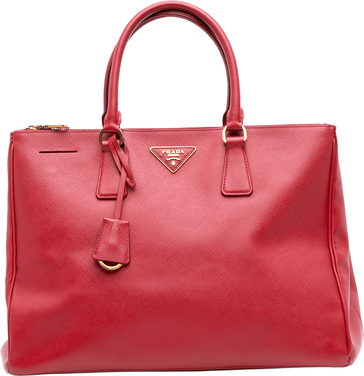 Prada Large Saffiano Lux Galleria Double Zip Satchel, från Luxclusif, i färgen red.