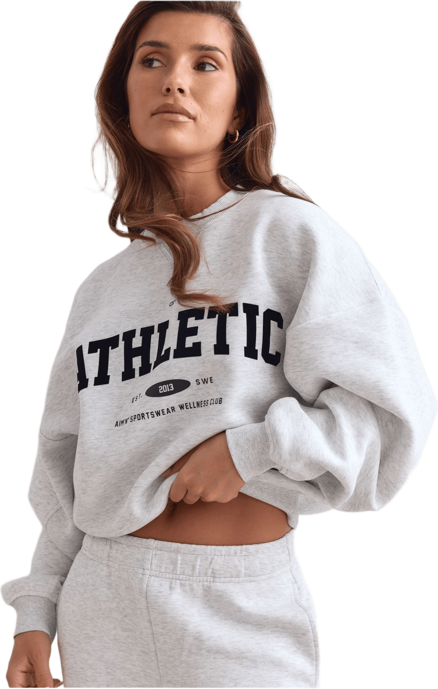 Athletics Club Sweatshirt, från aim'n, i färgen light grey melange.
