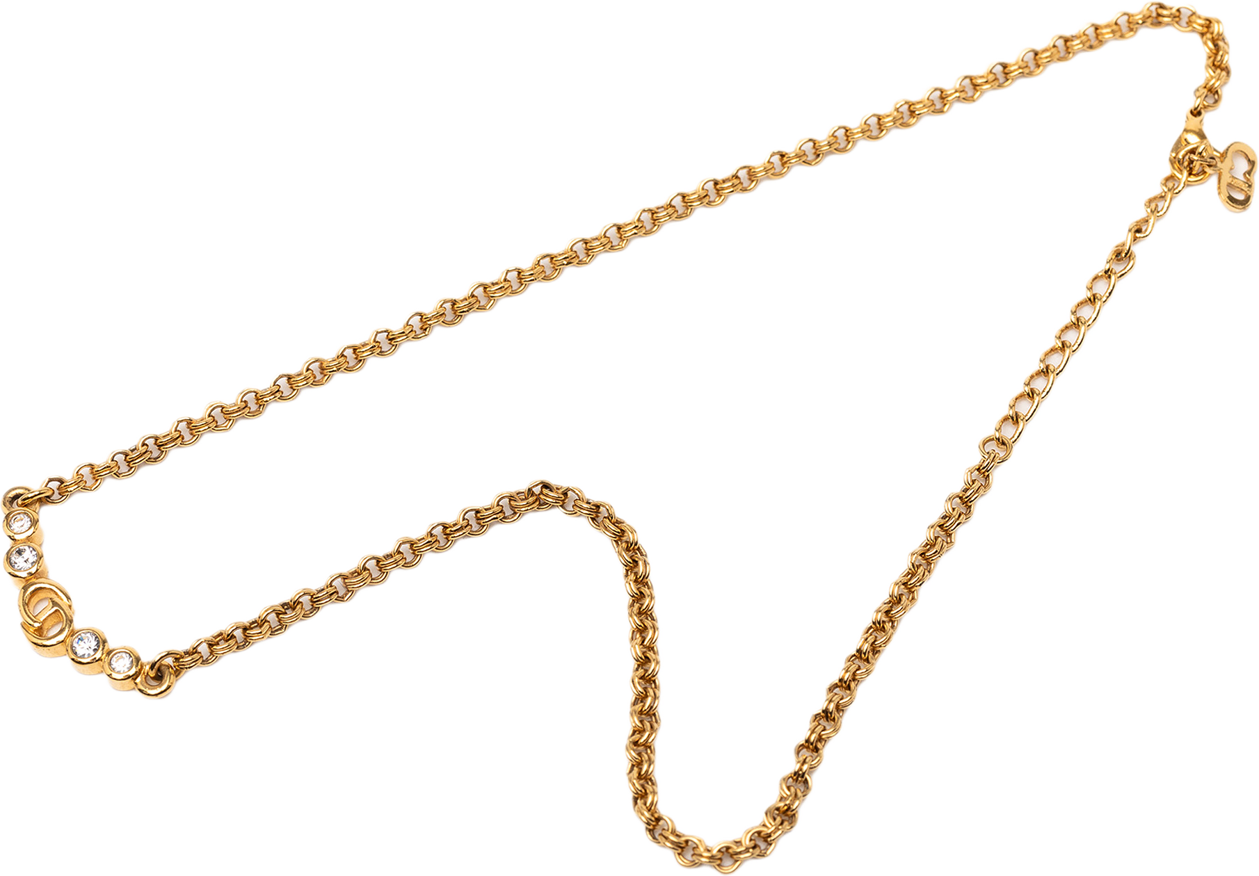 Dior Gold Plated Rhinestone Cd Logo Pendant Necklace, från Luxclusif, i färgen gold.