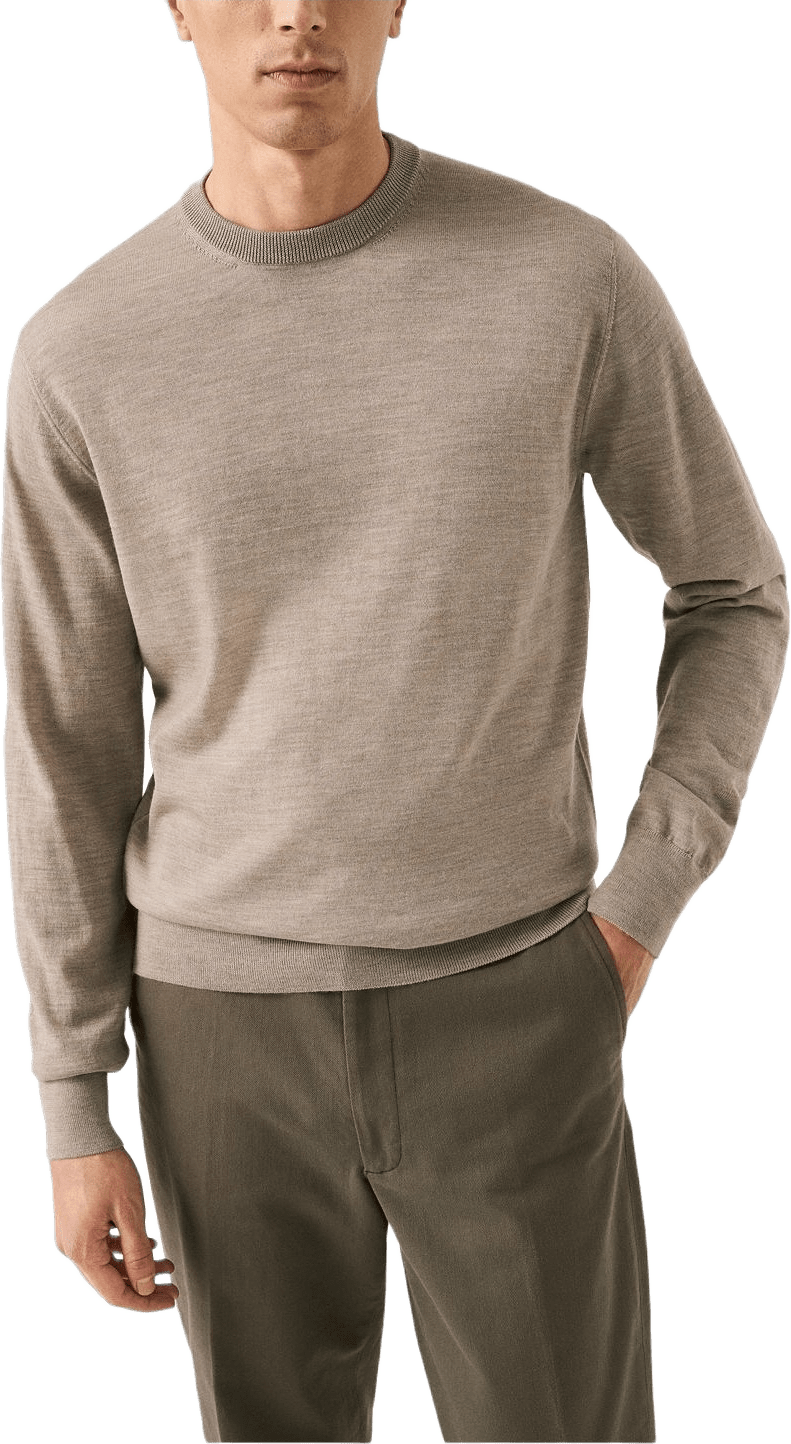 Stickad Crew Neck, från Eton, i färgen beige.