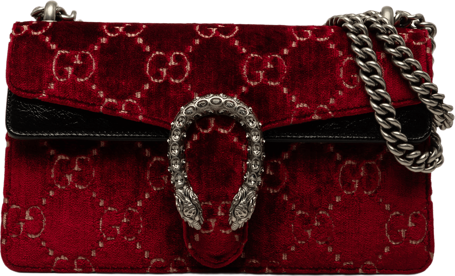 Gucci Medium Gg Velvet Dionysus Crossbody, från Luxclusif, i färgen röd.