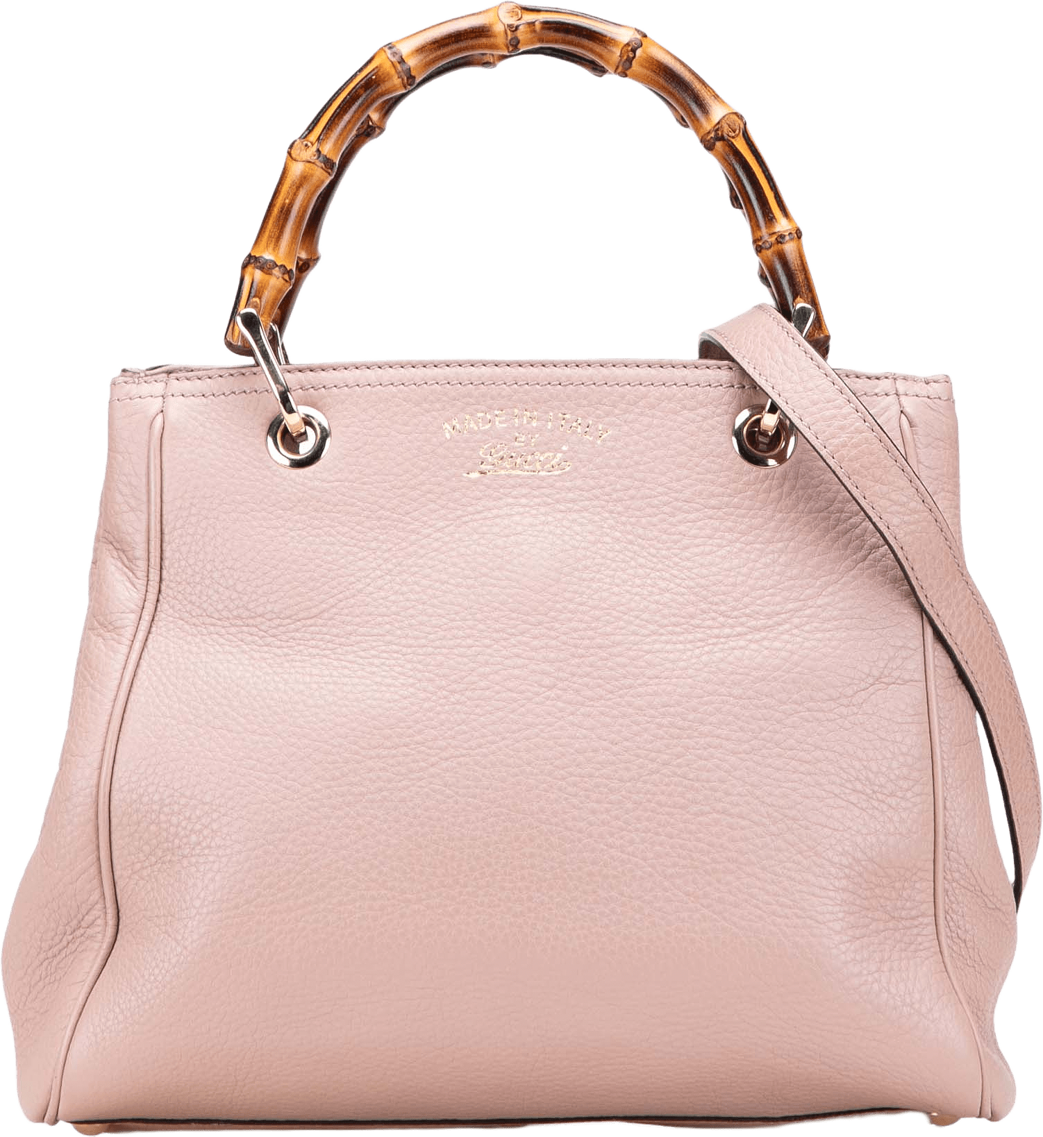 Gucci Small Calfskin Bamboo Shopper Satchel, från Luxclusif, i färgen pink.