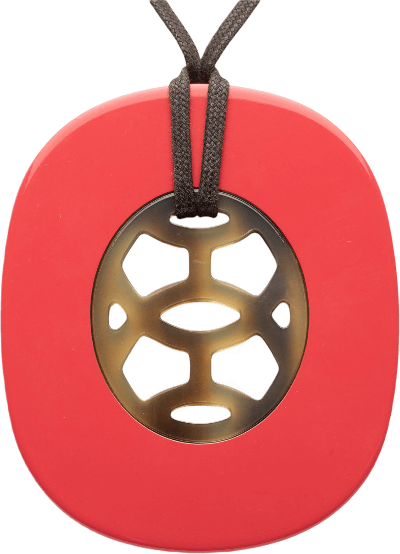 Hermès Buffalo Horn And Lacquer Lift Pendant Necklace Gm, från Luxclusif, i färgen red.