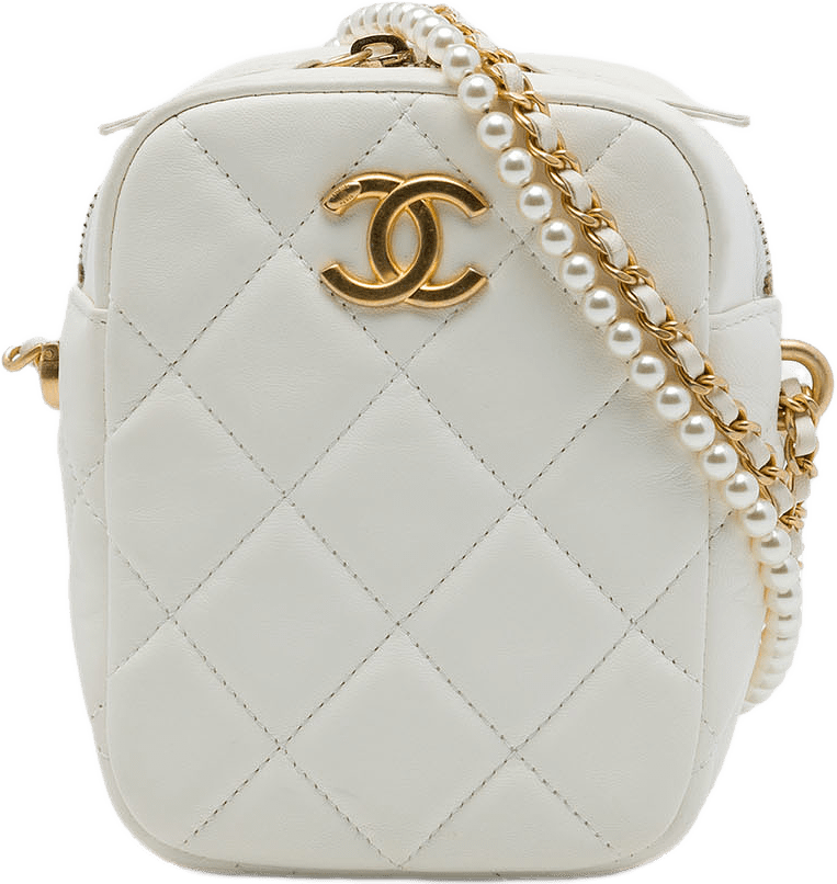 Chanel Quilted Lambskin Vertical My Perfect Camera Case, från Luxclusif, i färgen vit.