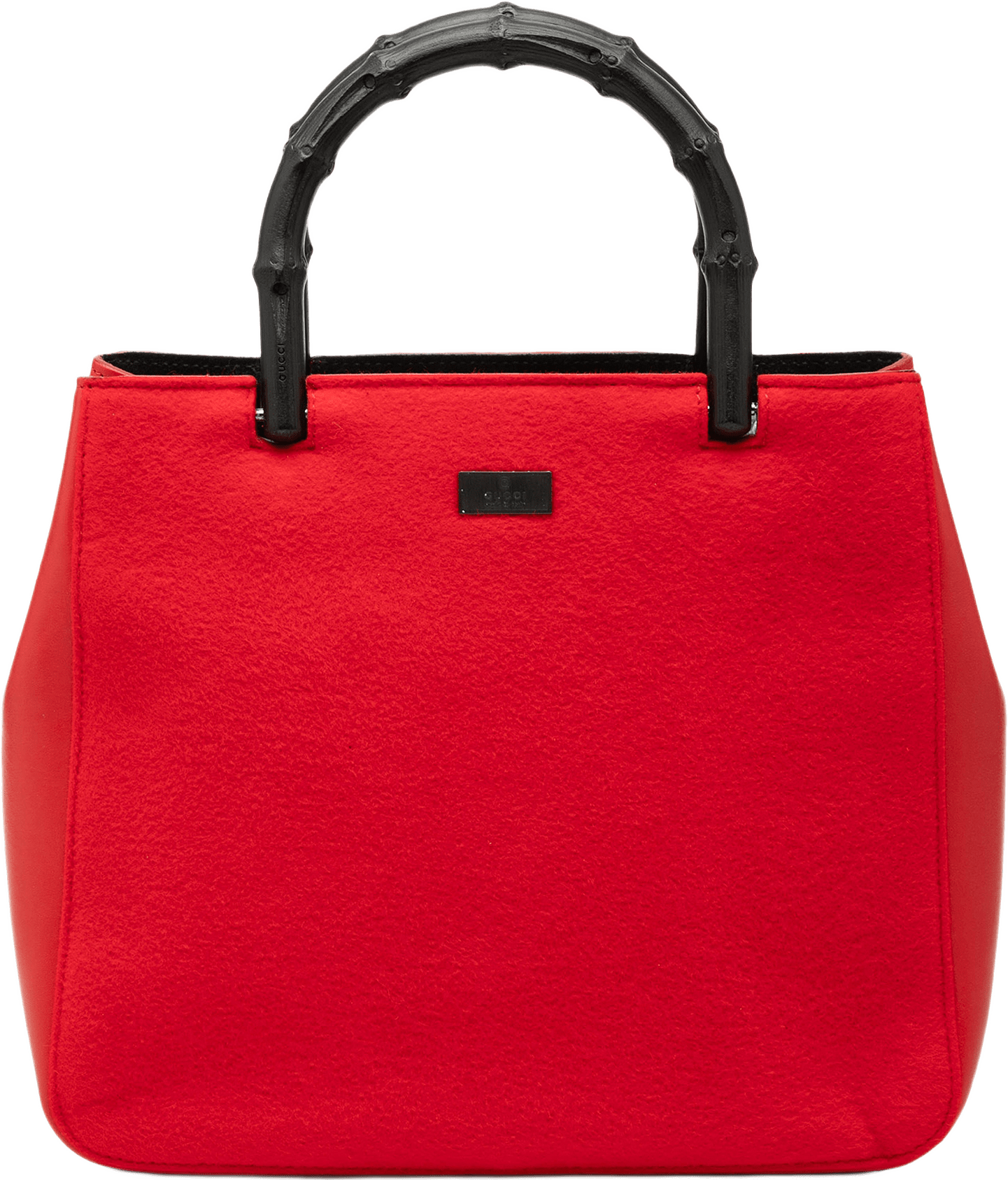 Gucci Wool And Calfskin Bamboo Top Handle Bag, från Luxclusif, i färgen red.
