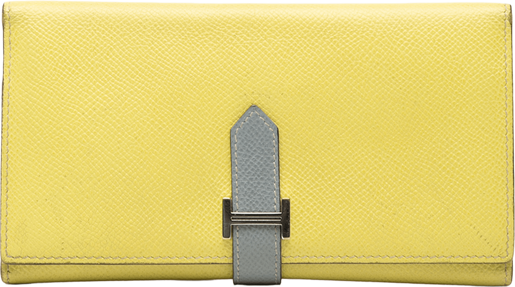 Hermès Bicolor Epsom Bearn Long Wallet, från Luxclusif, i färgen yellow.