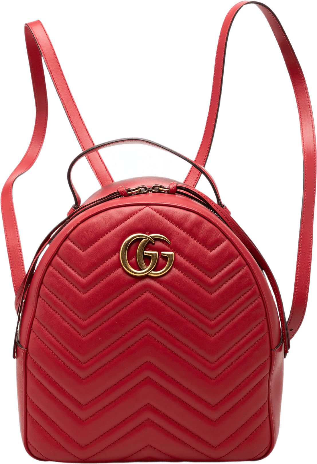 Gucci Small Gg Marmont Matelasse Leather Backpack, från Luxclusif, i färgen röd.