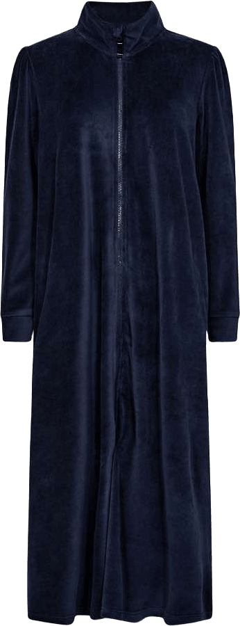 Badrock Med Dragkedja | Velour | Marinblå, från Decoy, i färgen navy.