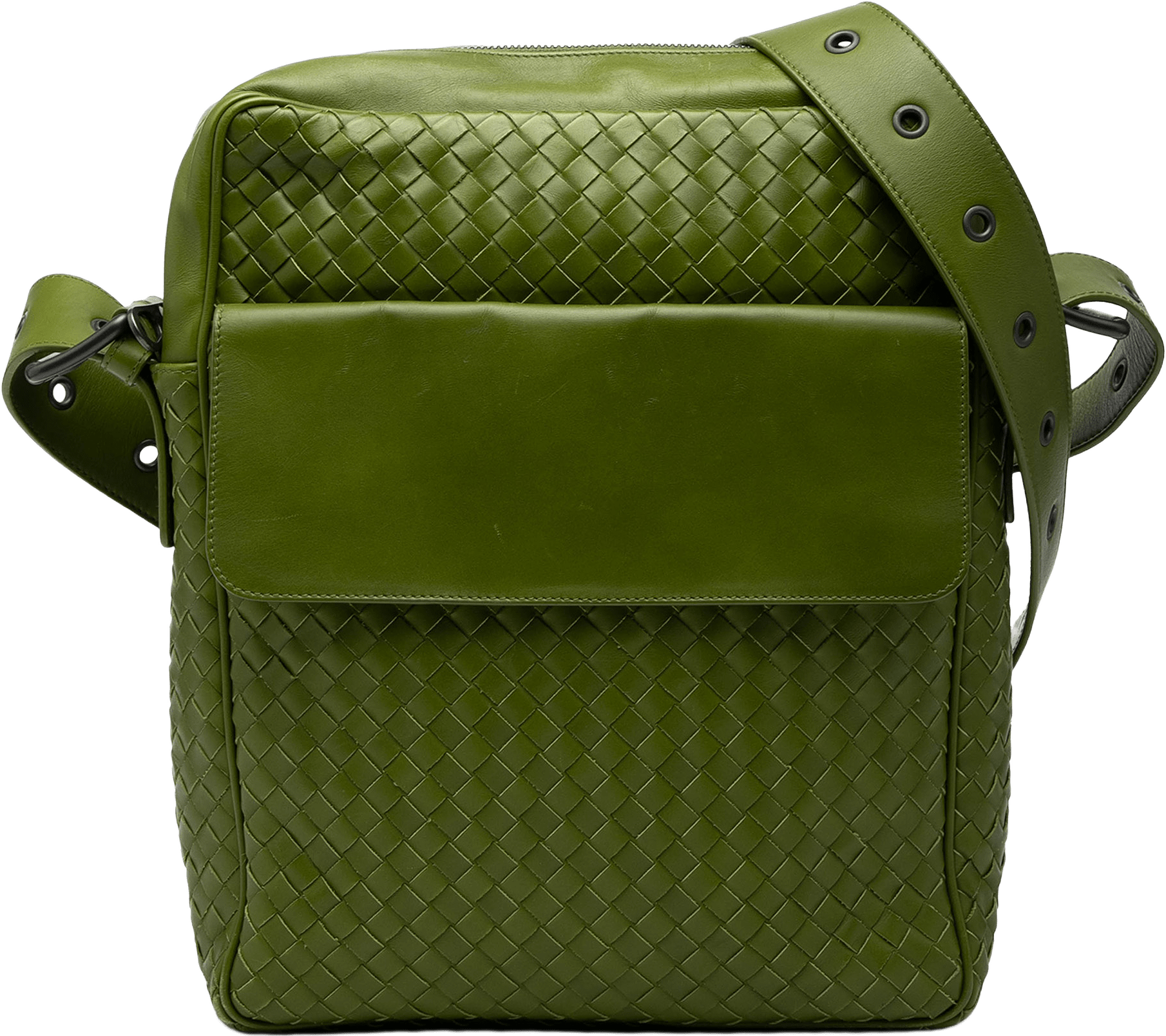 Bottega Veneta Nappa Intrecciato Messenger Bag, från Luxclusif, i färgen olive green.