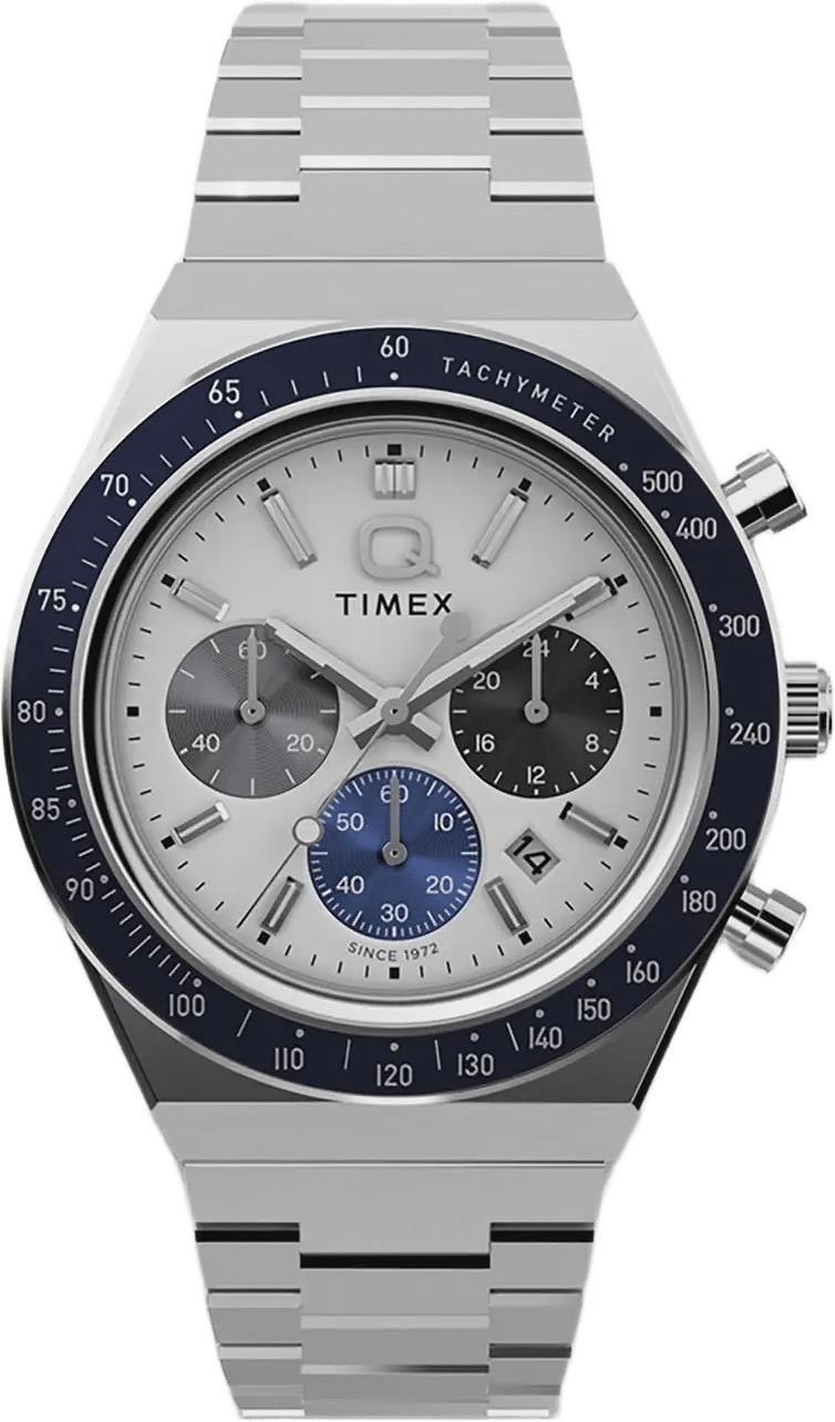 Timex Q Timex Chronograph Herrklocka Vit/stl, Metallband - Tw2y36200, från Timex, i färgen 1.