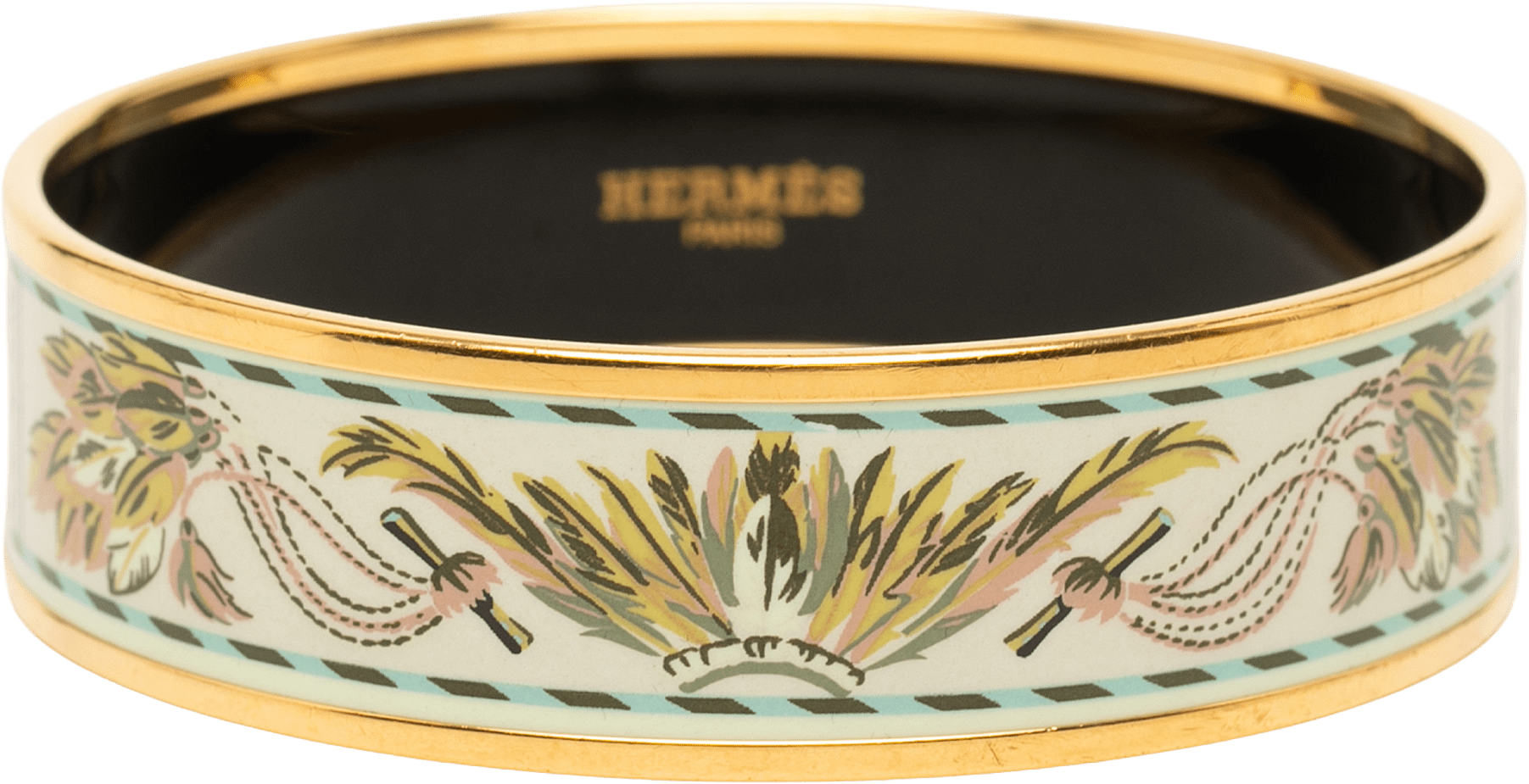 Hermès Wide Enamel Brazil Candeur Bangle 65, från Luxclusif, i färgen vit.
