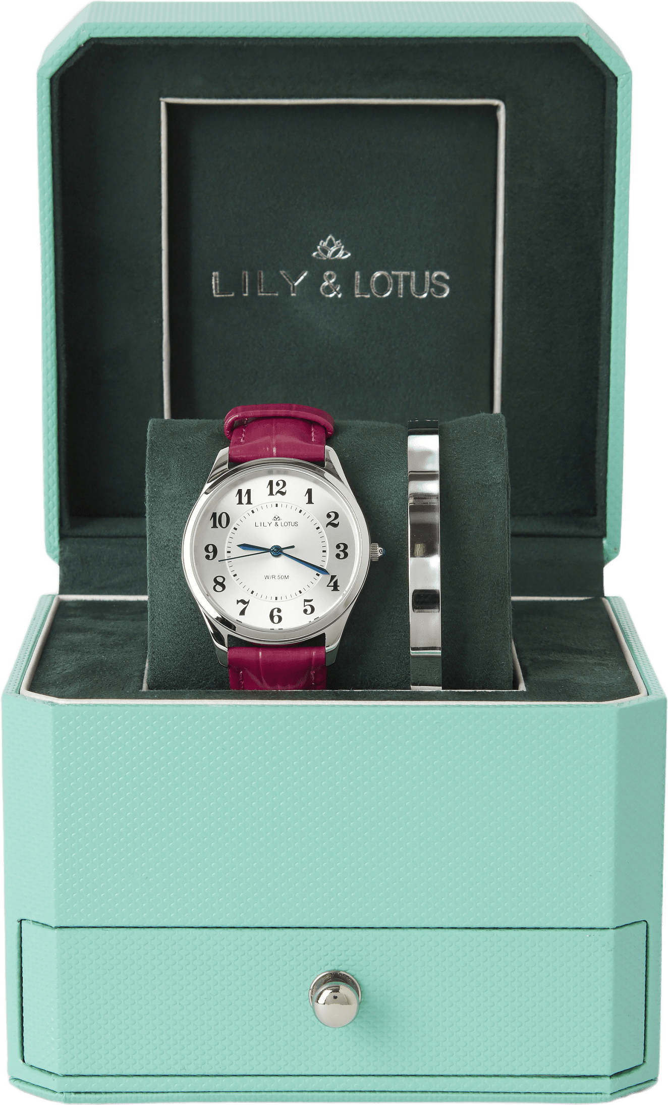 Klocka med läderarmband CM-220910, från Lily & Lotus, i färgen Cerise.