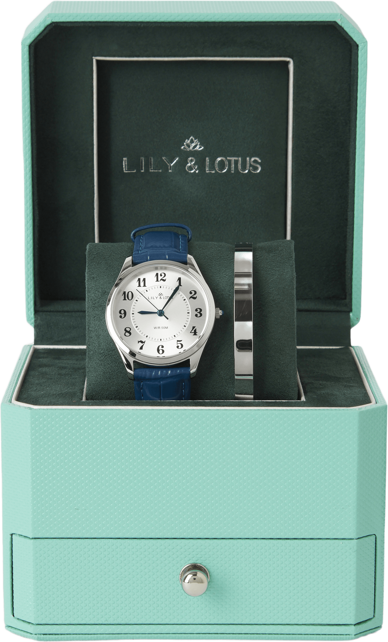 Klocka med läderarmband CM-220910, från Lily & Lotus, i färgen Dark Blue.