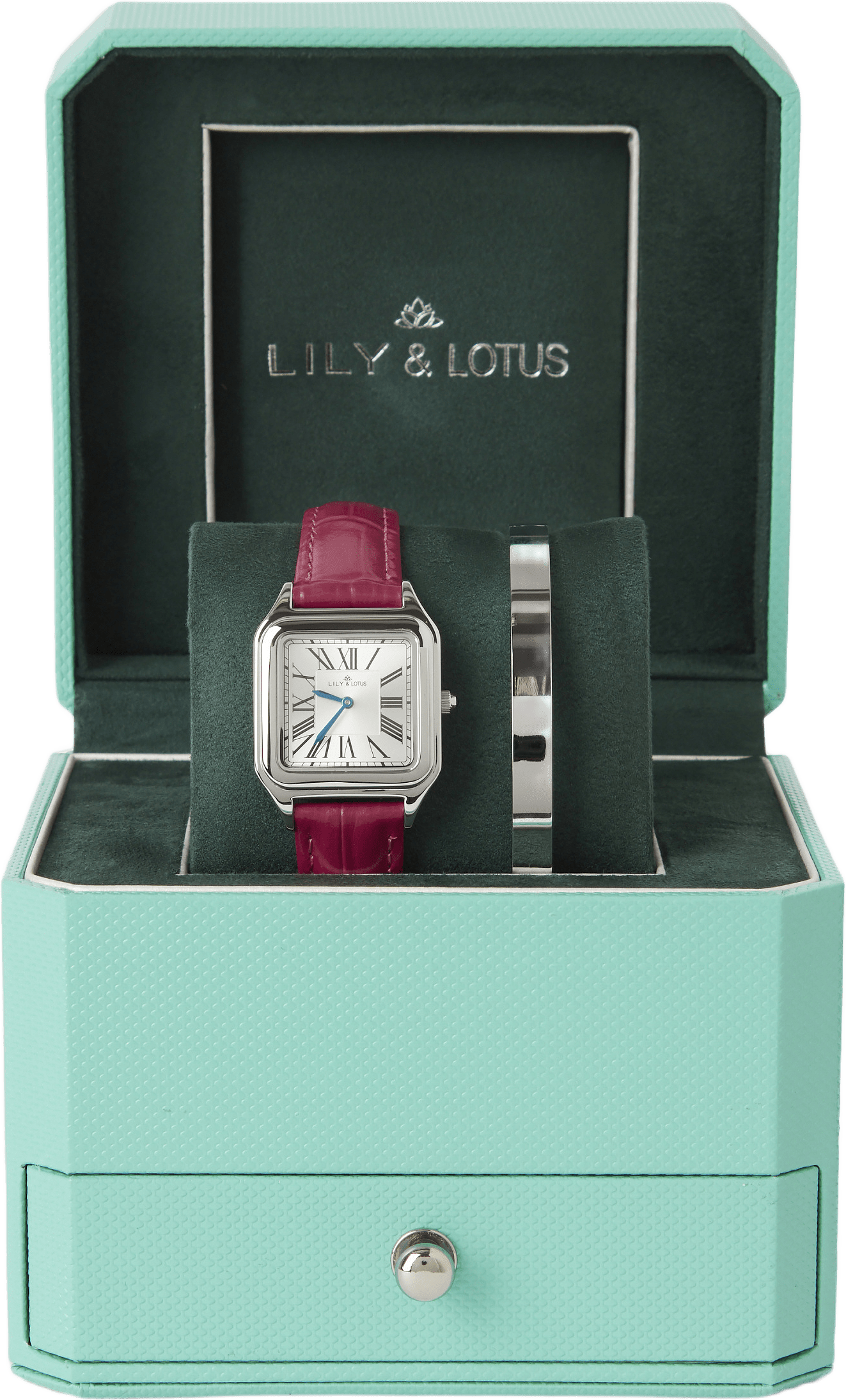 Klocka med läderarmband CM-220907, från Lily & Lotus, i färgen Cerise.