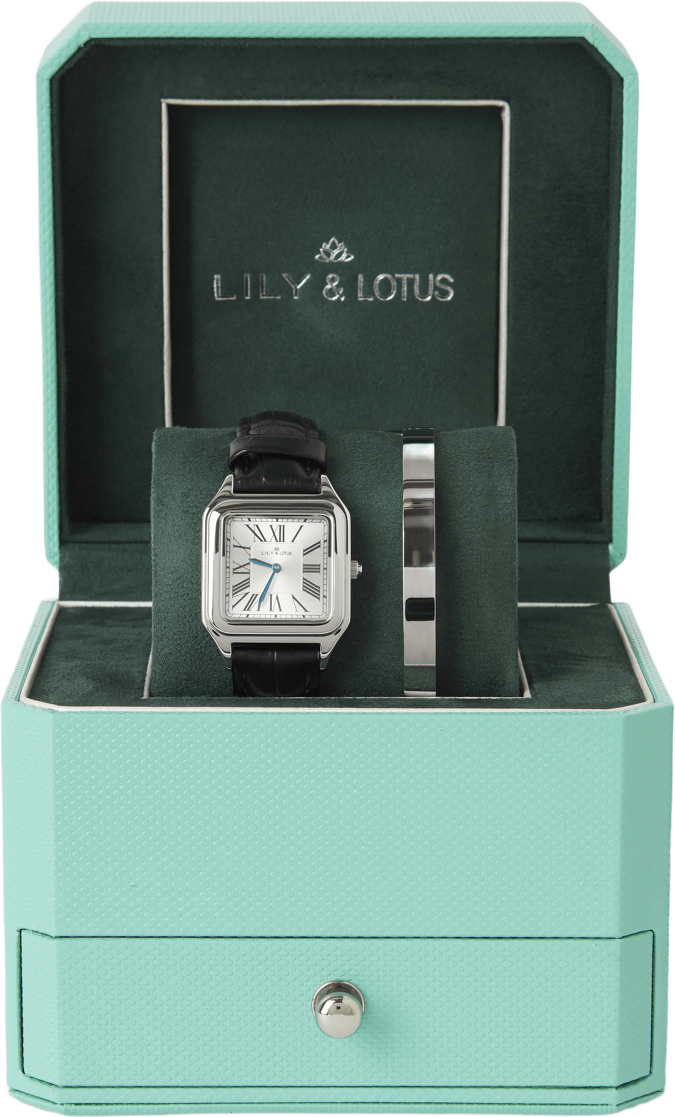 Klocka med läderarmband CM-220907, från Lily & Lotus, i färgen Black.