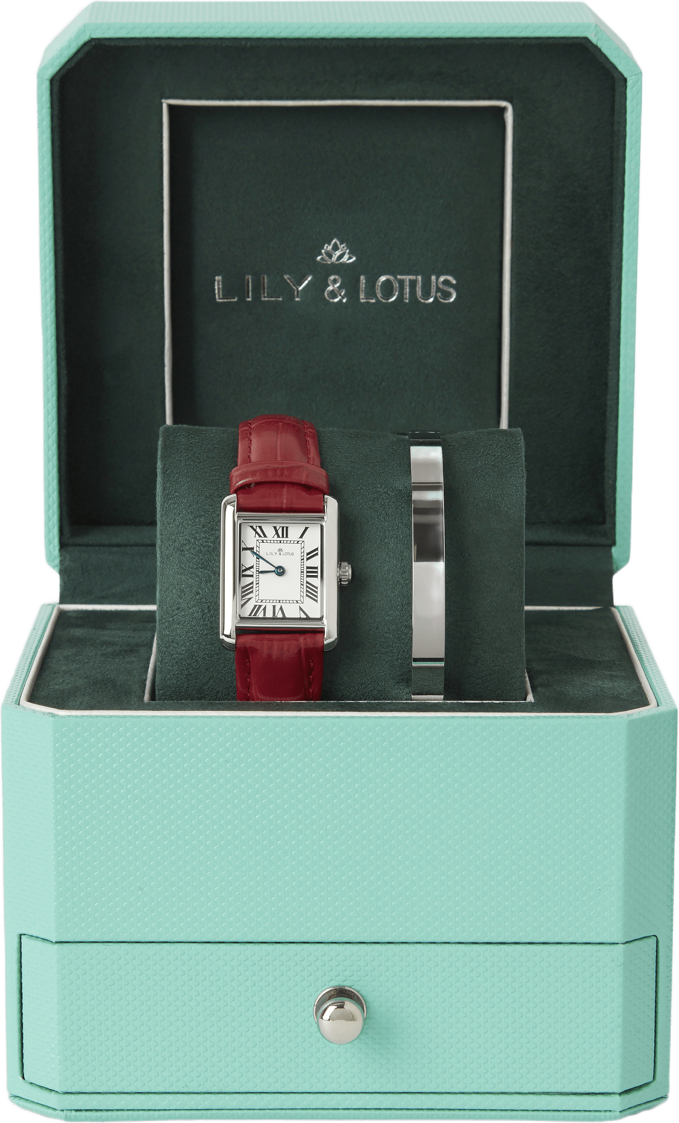 Klocka med läderarmband CM-220920, från Lily & Lotus, i färgen Red.