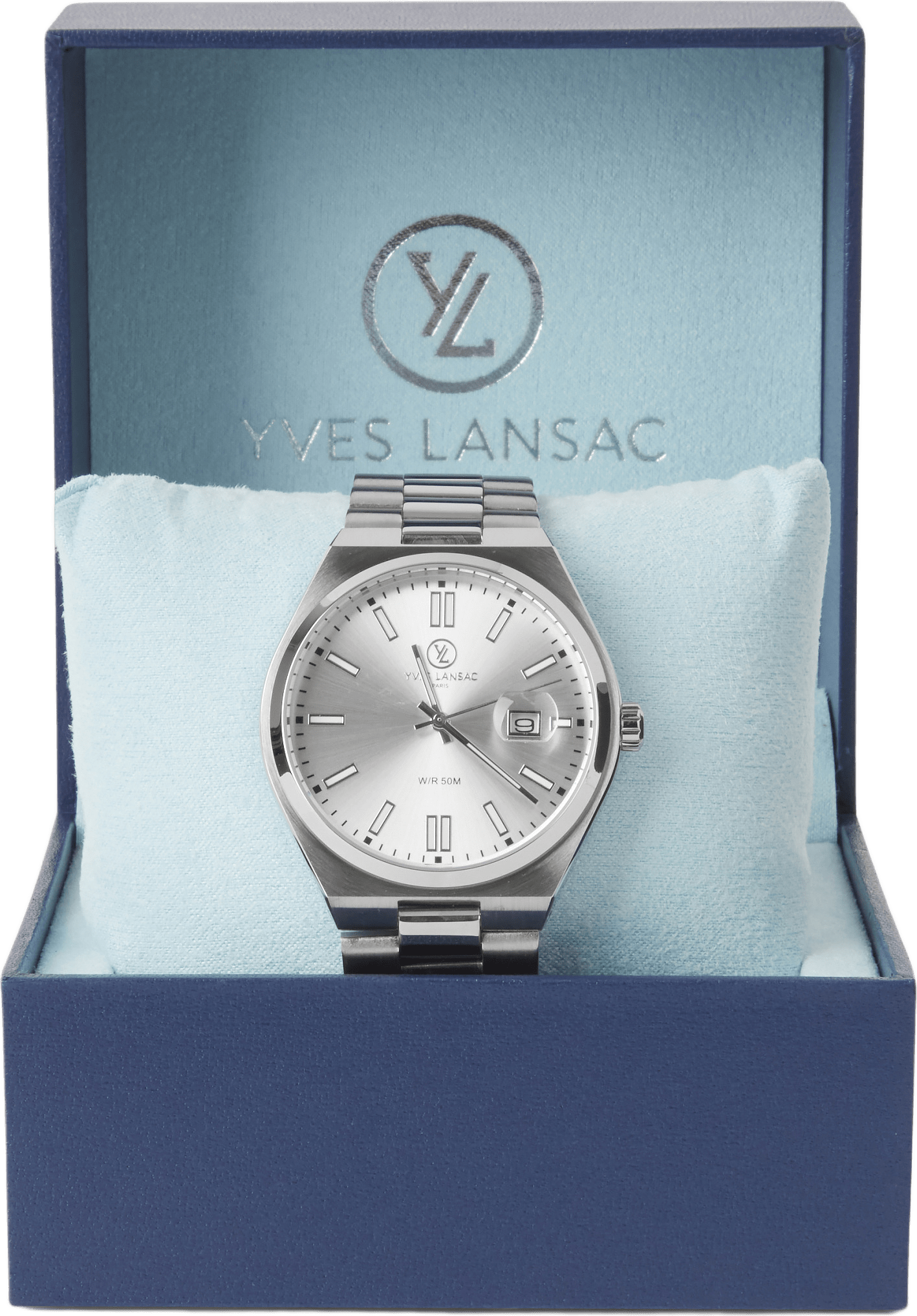 Klocka i rostfritt stål WS8286-01, från Yves Lansac, i färgen Silver 4.