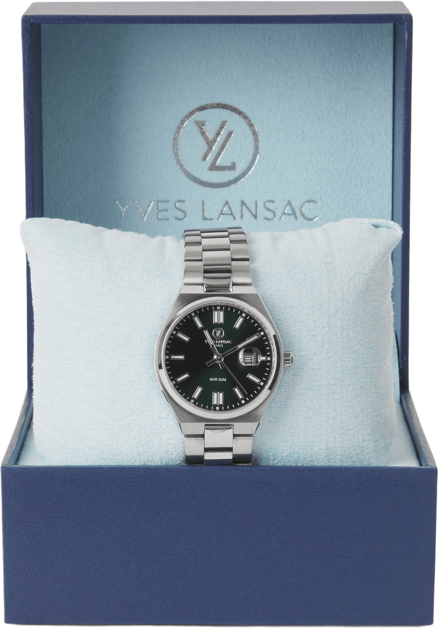Klocka i rostfritt stål WS8286-02, från Yves Lansac, i färgen Silver 7.