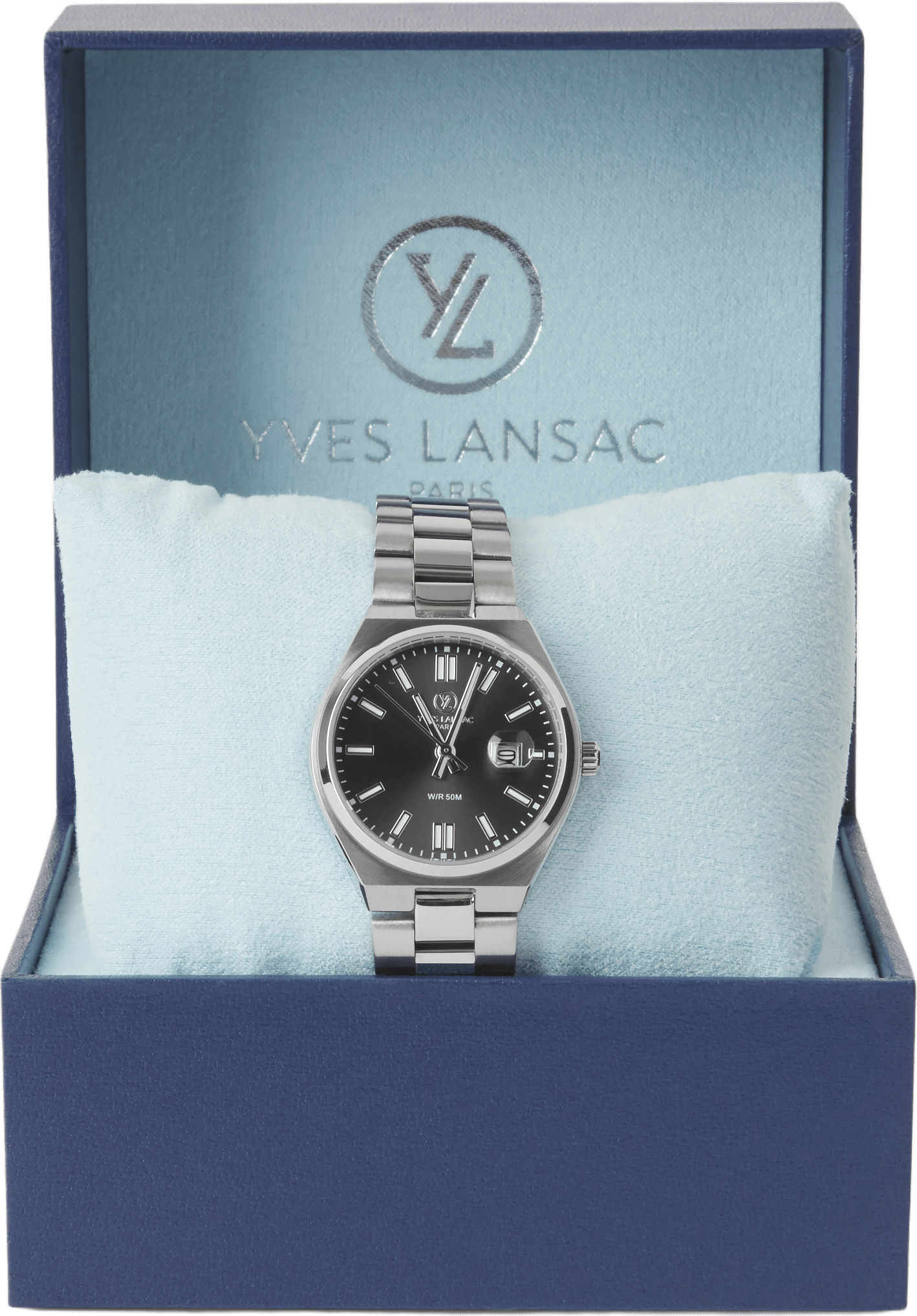 Klocka i rostfritt stål WS8286-02, från Yves Lansac, i färgen Silver 8.