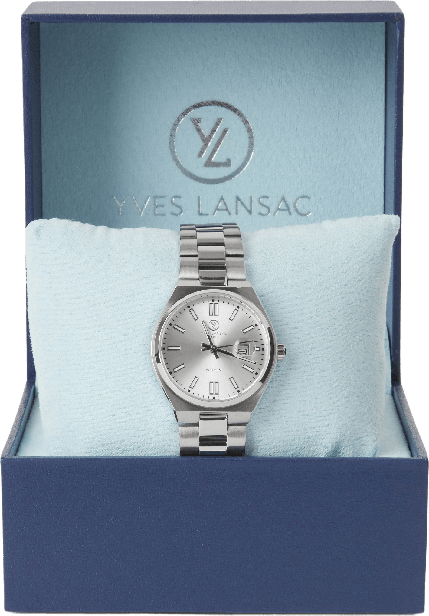 Klocka i rostfritt stål WS8286-02, från Yves Lansac, i färgen Silver 9.