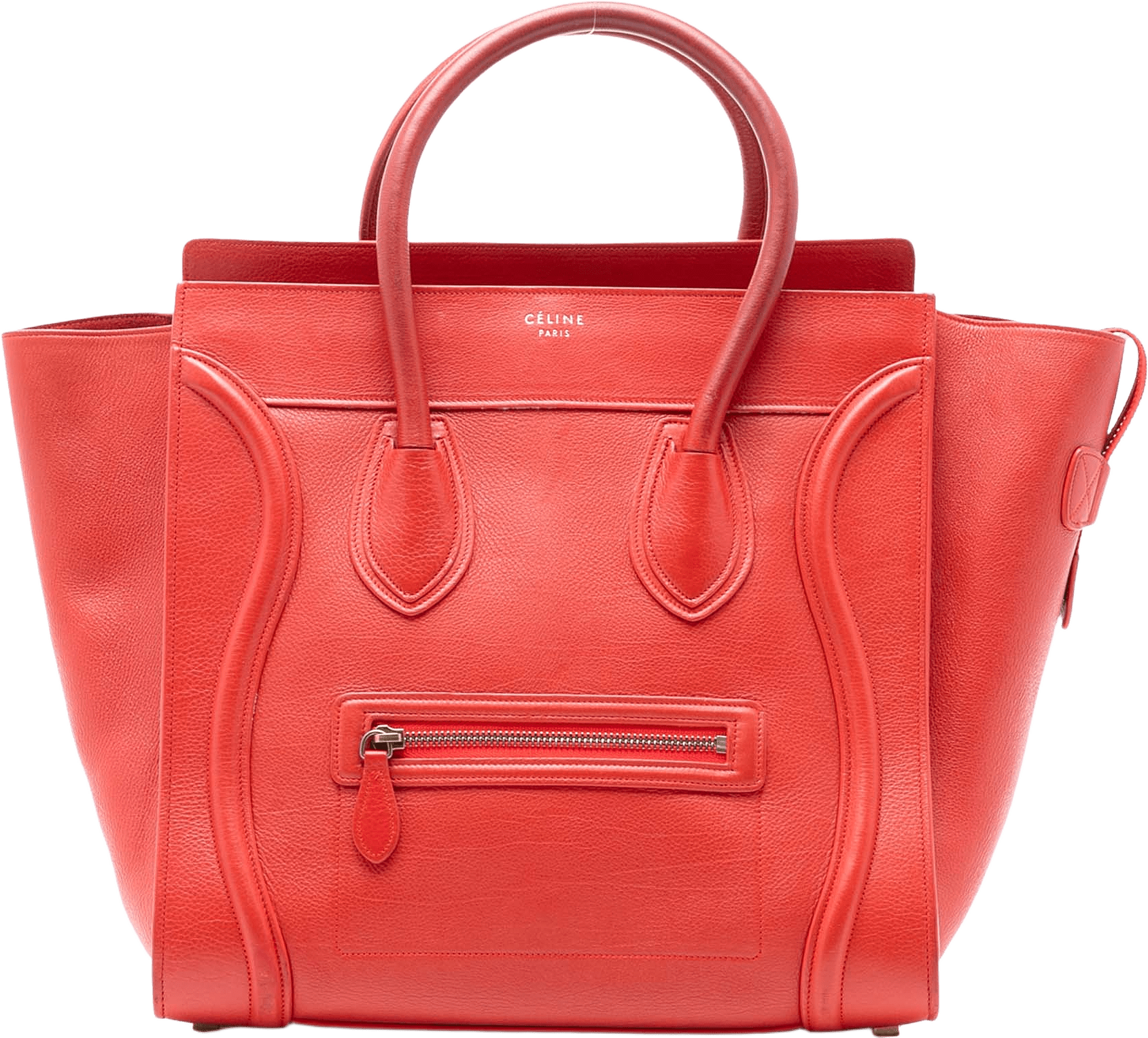 Celine Mini Leather Luggage Tote, från Luxclusif, i färgen dark orange.