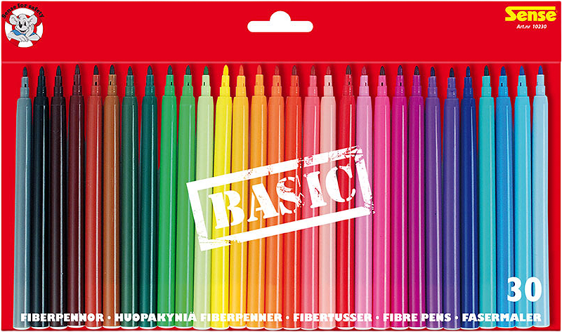 Fiberpennor Basic, 30-pack, från SENSE.